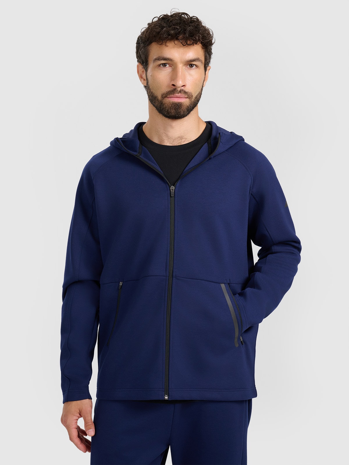 4F Bluza dresowa rozpinana z kapturem męska - granatowa S