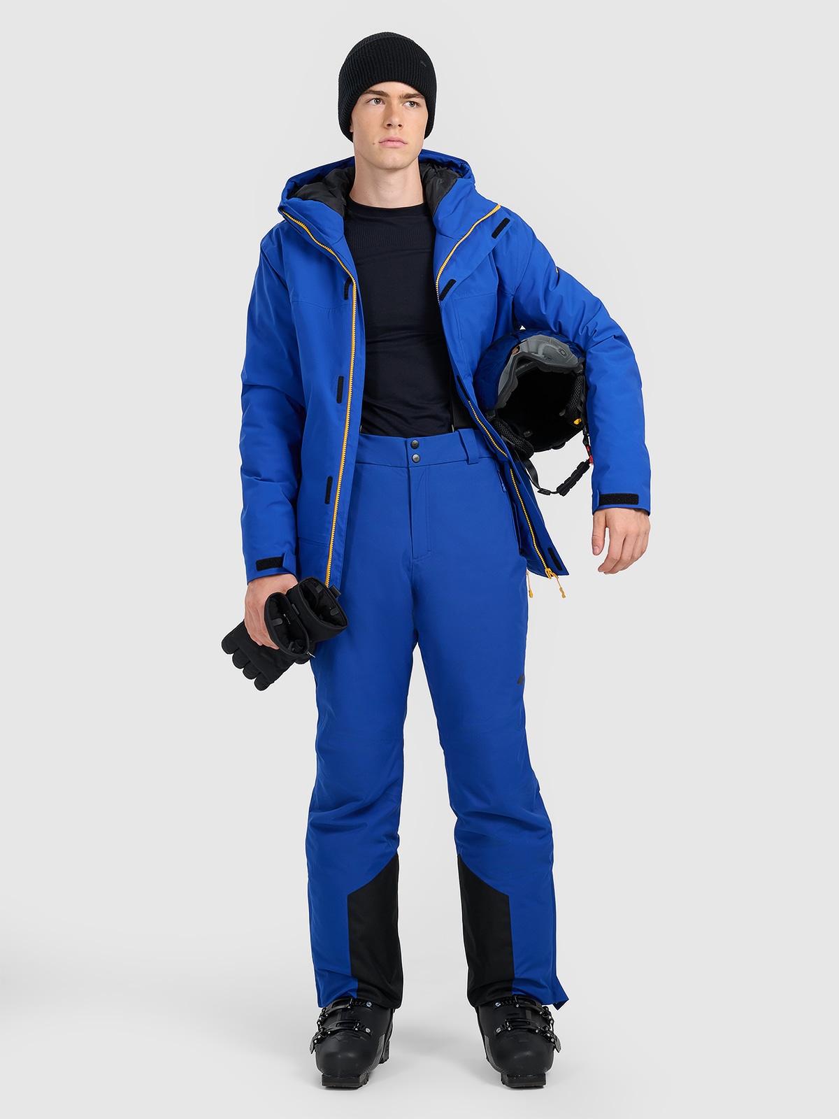 4F Spodnie narciarskie z szelkami membrana 10000 męskie - niebieskie M