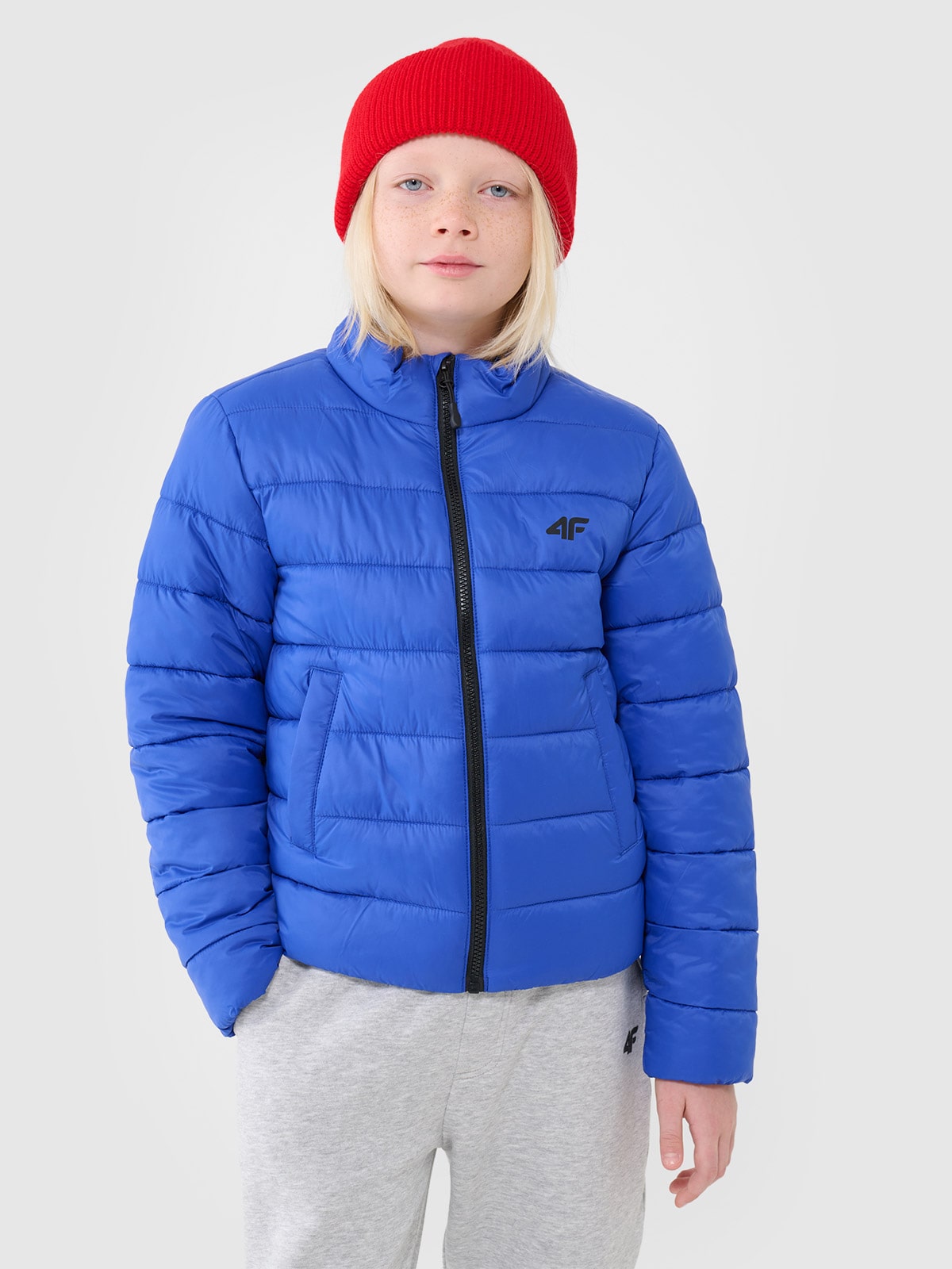4F Kurtka puchowa z wypełnieniem syntetycznym chłopięca - niebieska 152 (11-12 lat)
