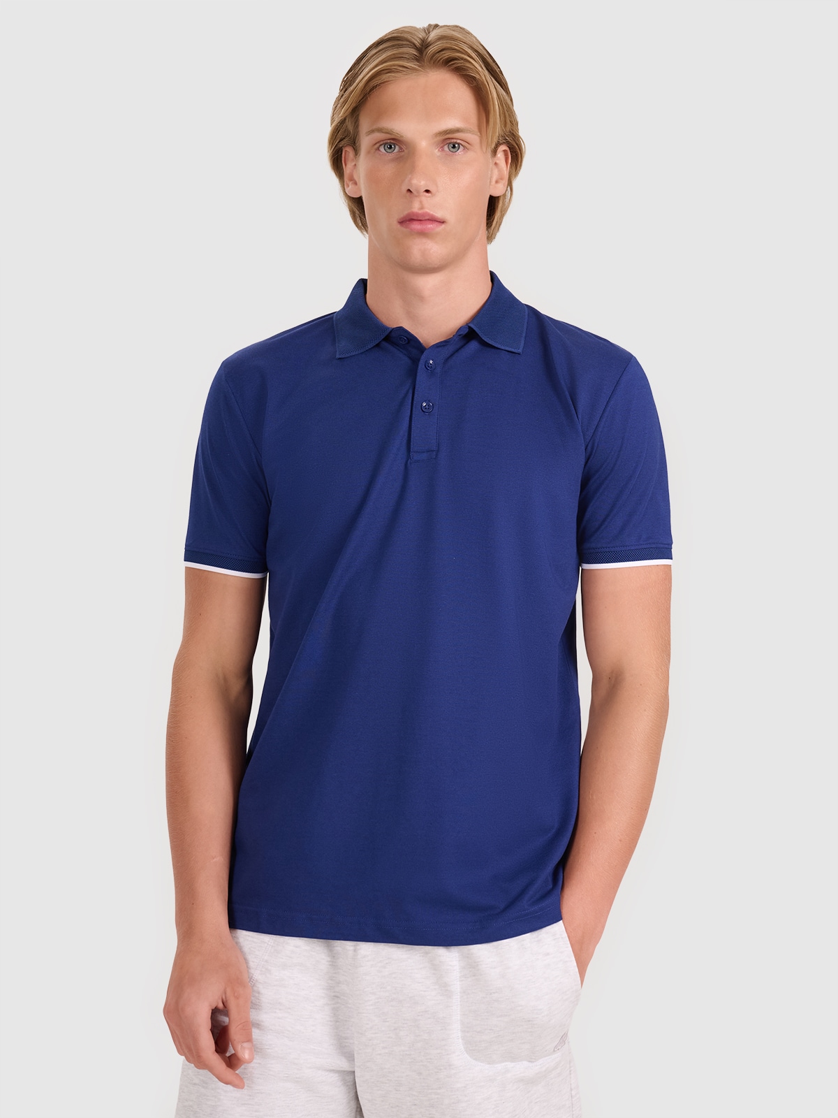 4F Koszulka polo regular męska - granatowa XL