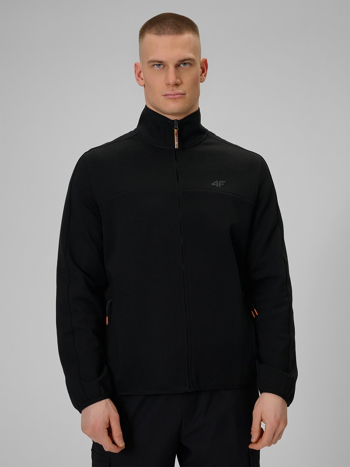 4F Bluza dresowa regular bez kaptura męska - czarna XL