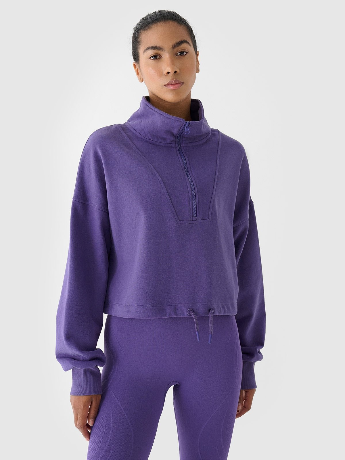 4F Bluza dresowa bez kaptura damska 4F x Anna Lewandowska - fioletowa XL