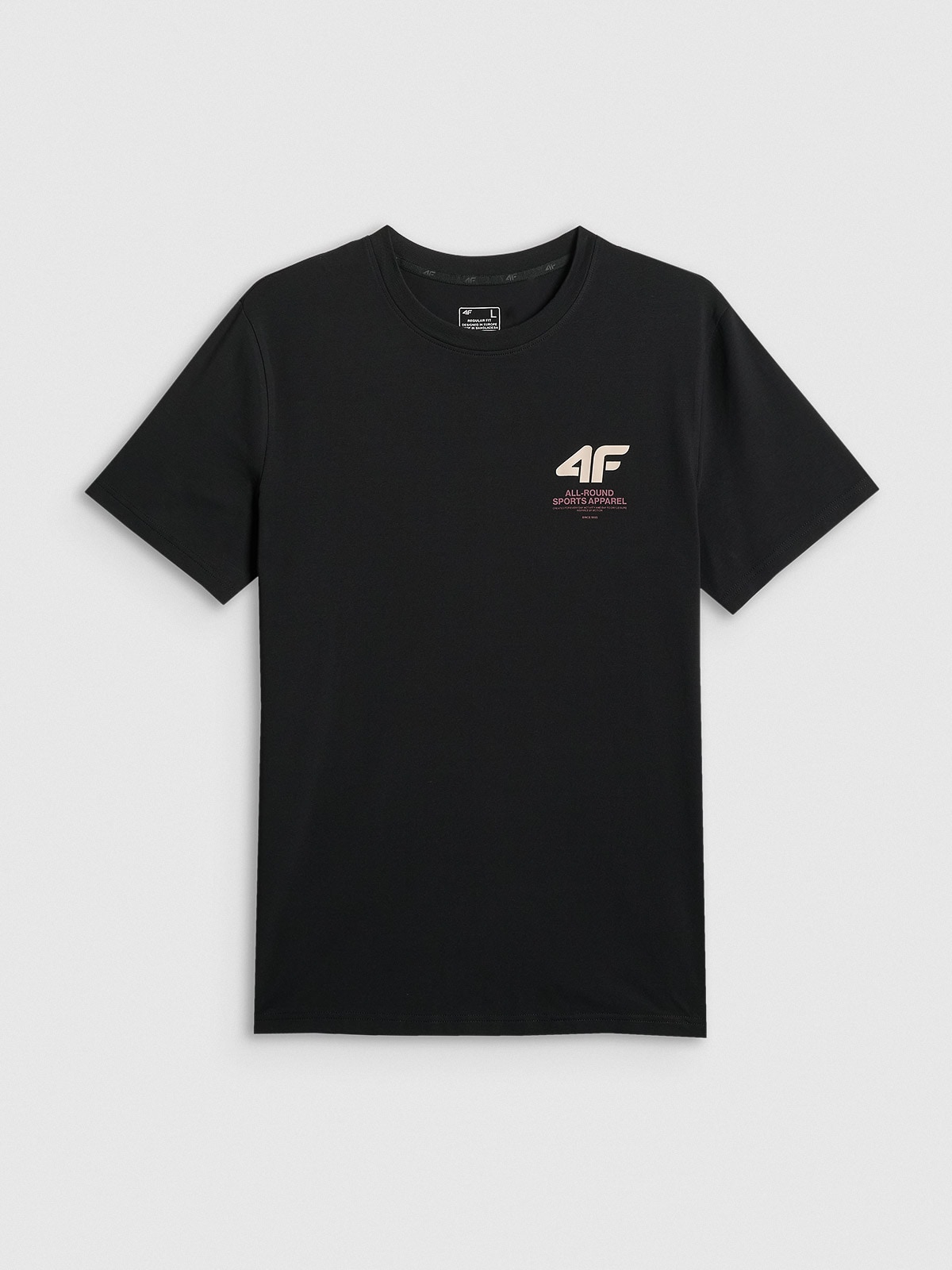 4F T-shirt regular gładki męski - czarny S