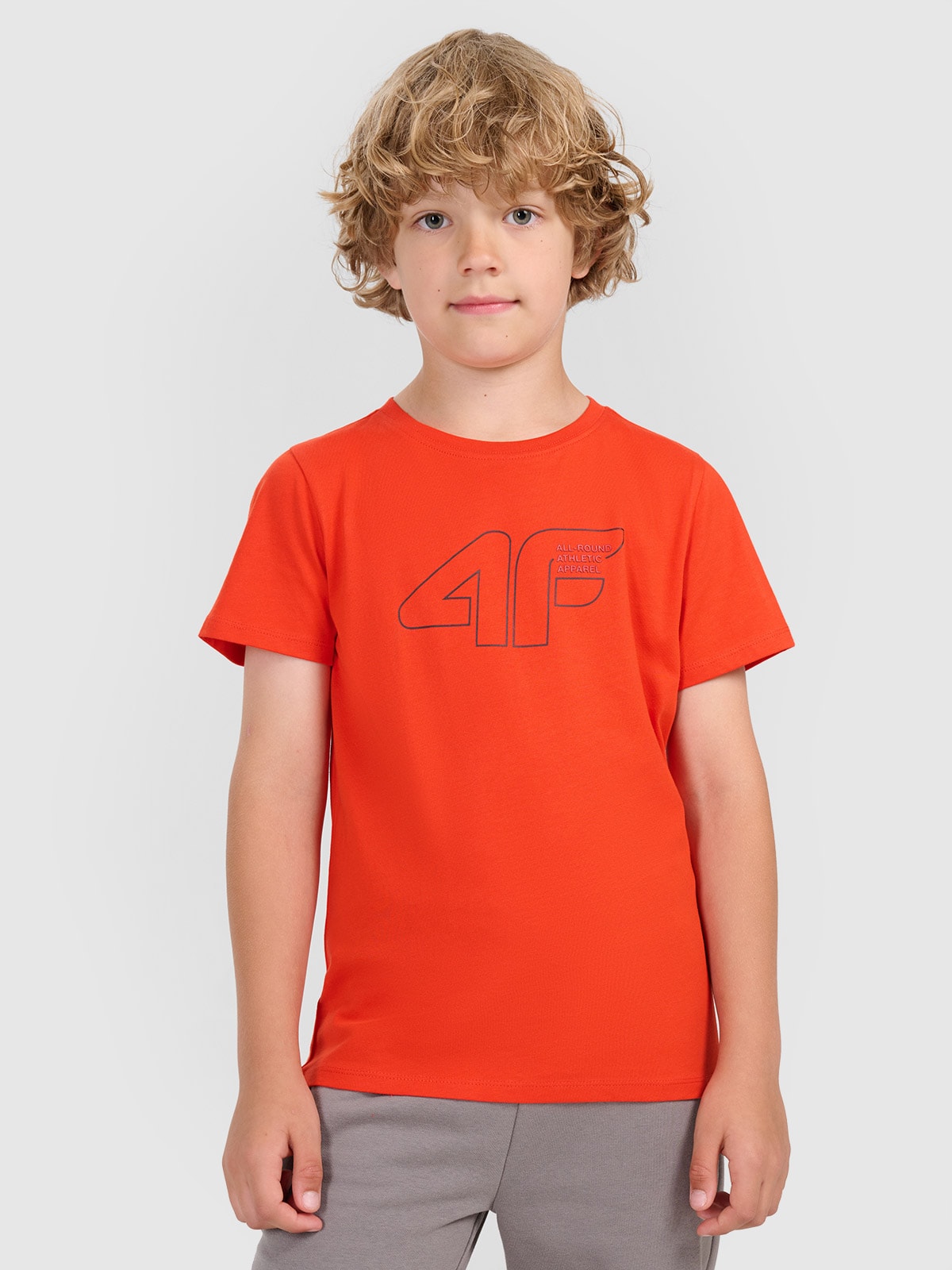 4F T-shirt regular z nadrukiem chłopięcy - czerwony 140 (9-10 lat)