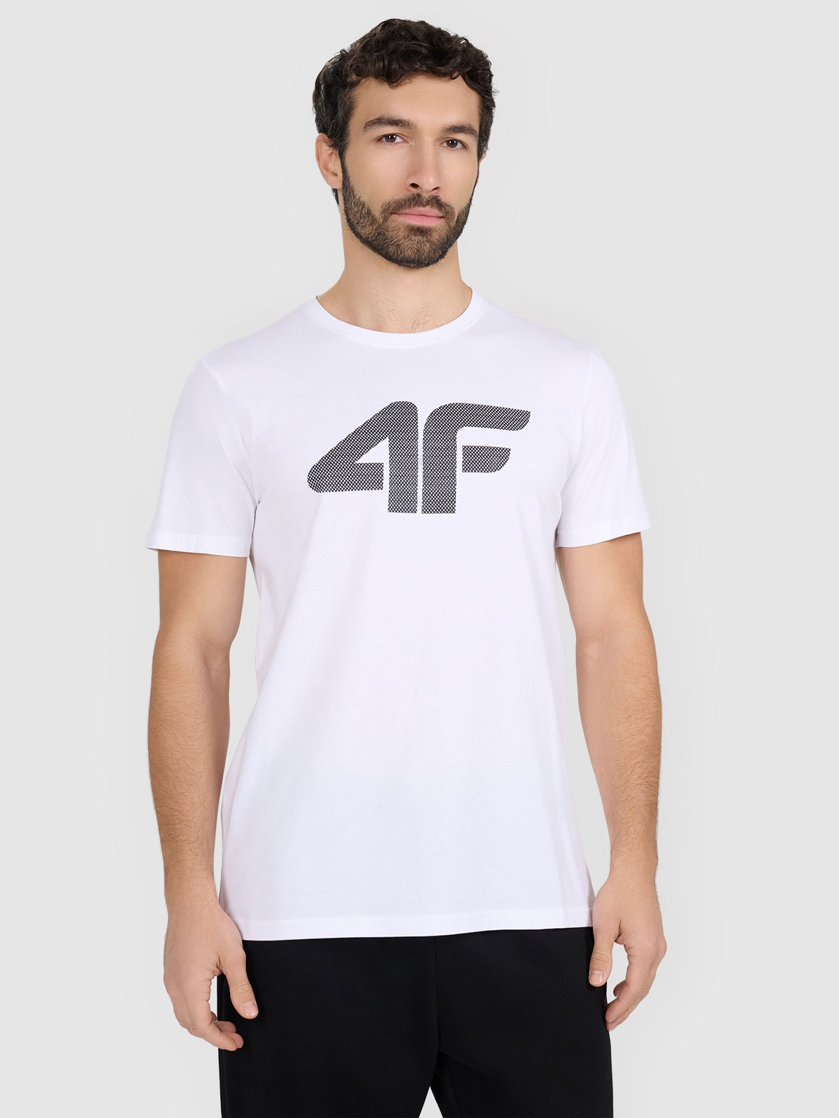 4F T-shirt regular z nadrukiem męski - biały M