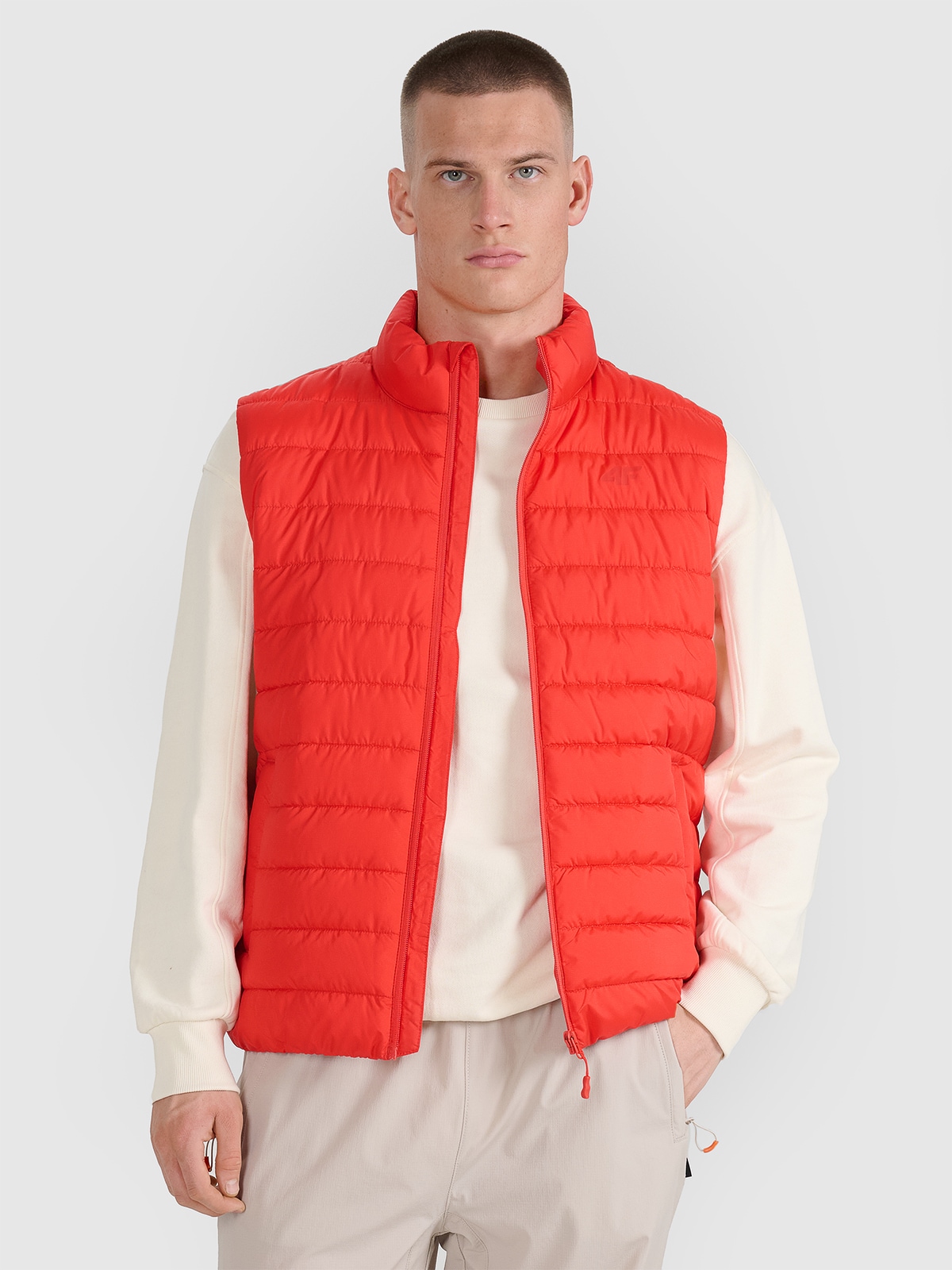 4F Bezrękawnik puchowy z wypełnieniem syntetycznym męski - czerwony L