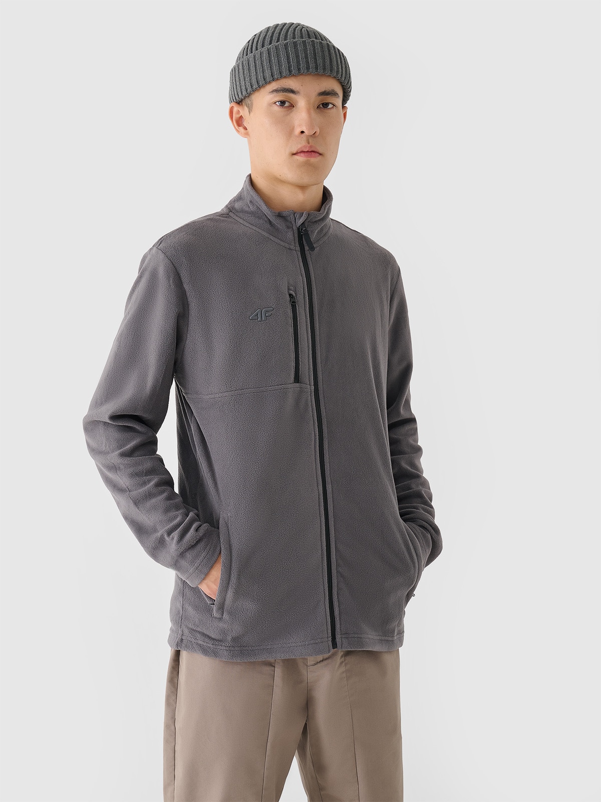 4F Polar ze stójką regular męski - szary XL