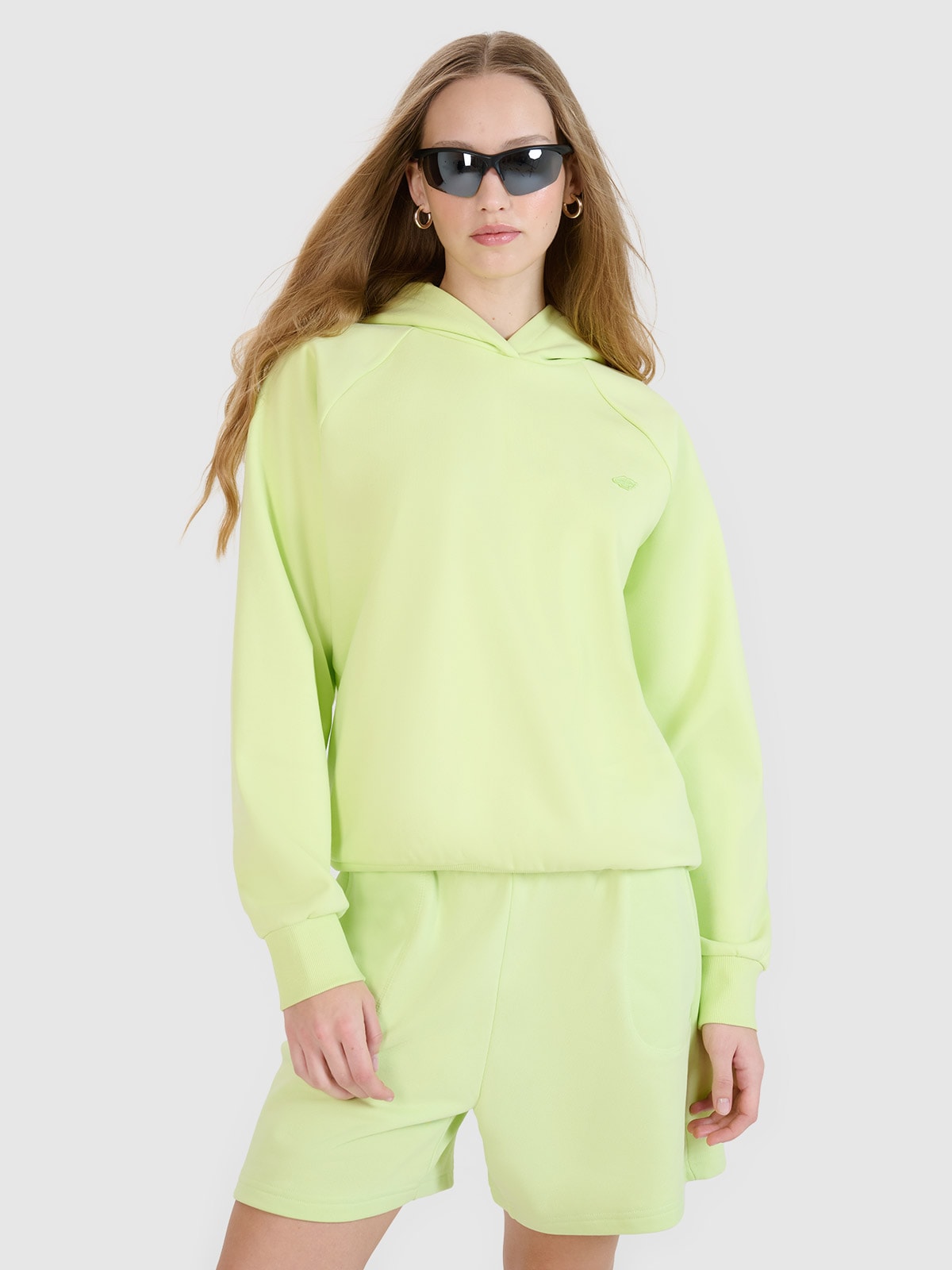 4F Bluza dresowa nierozpinana z kapturem uniseks - zielona S