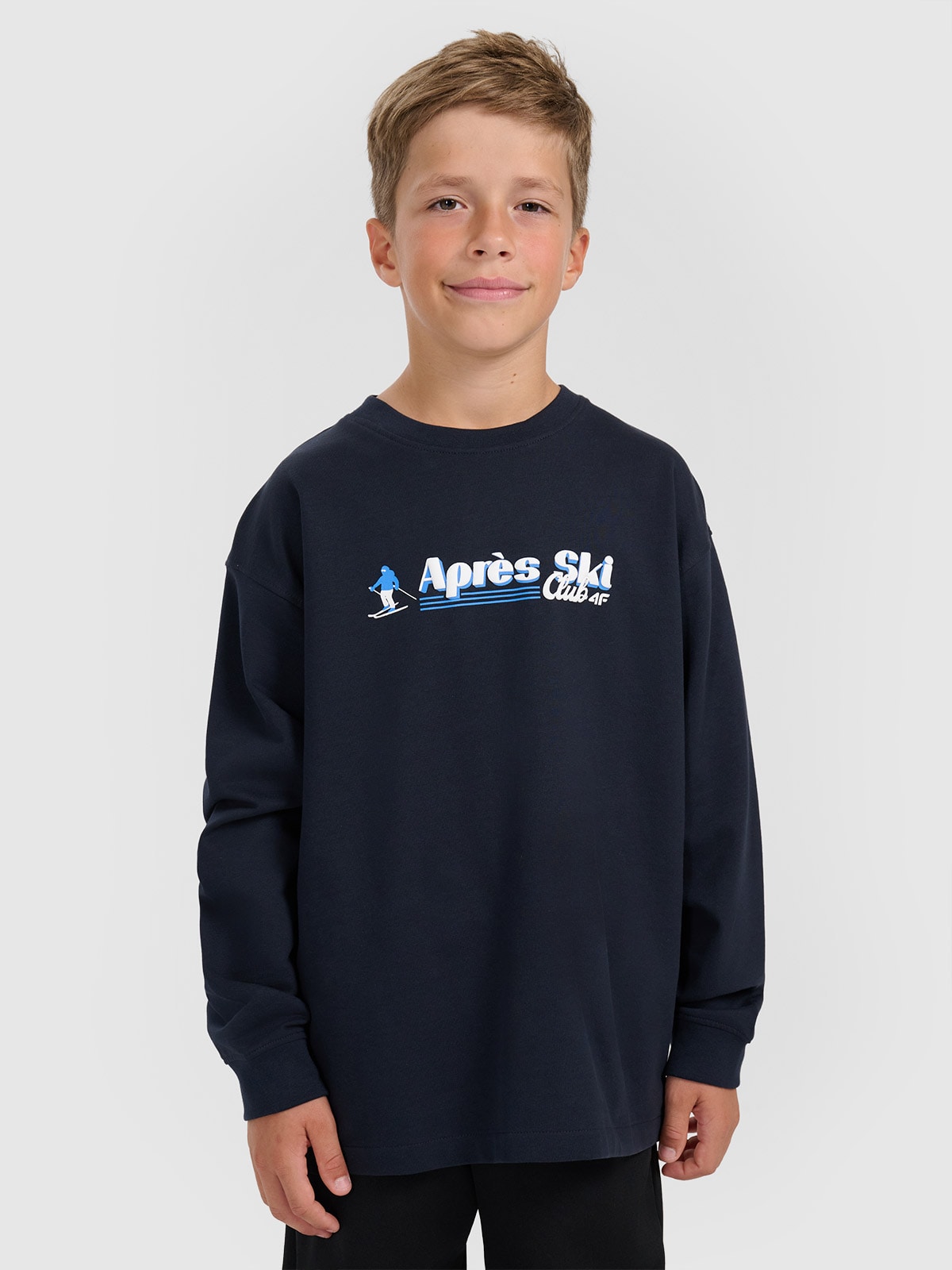 4F Longsleeve regular z nadrukiem chłopięcy - granatowy 122 (6-7 lat)