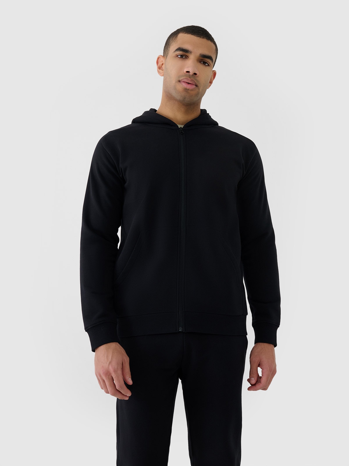 4F Bluza dresowa rozpinana z kapturem męska - czarna S