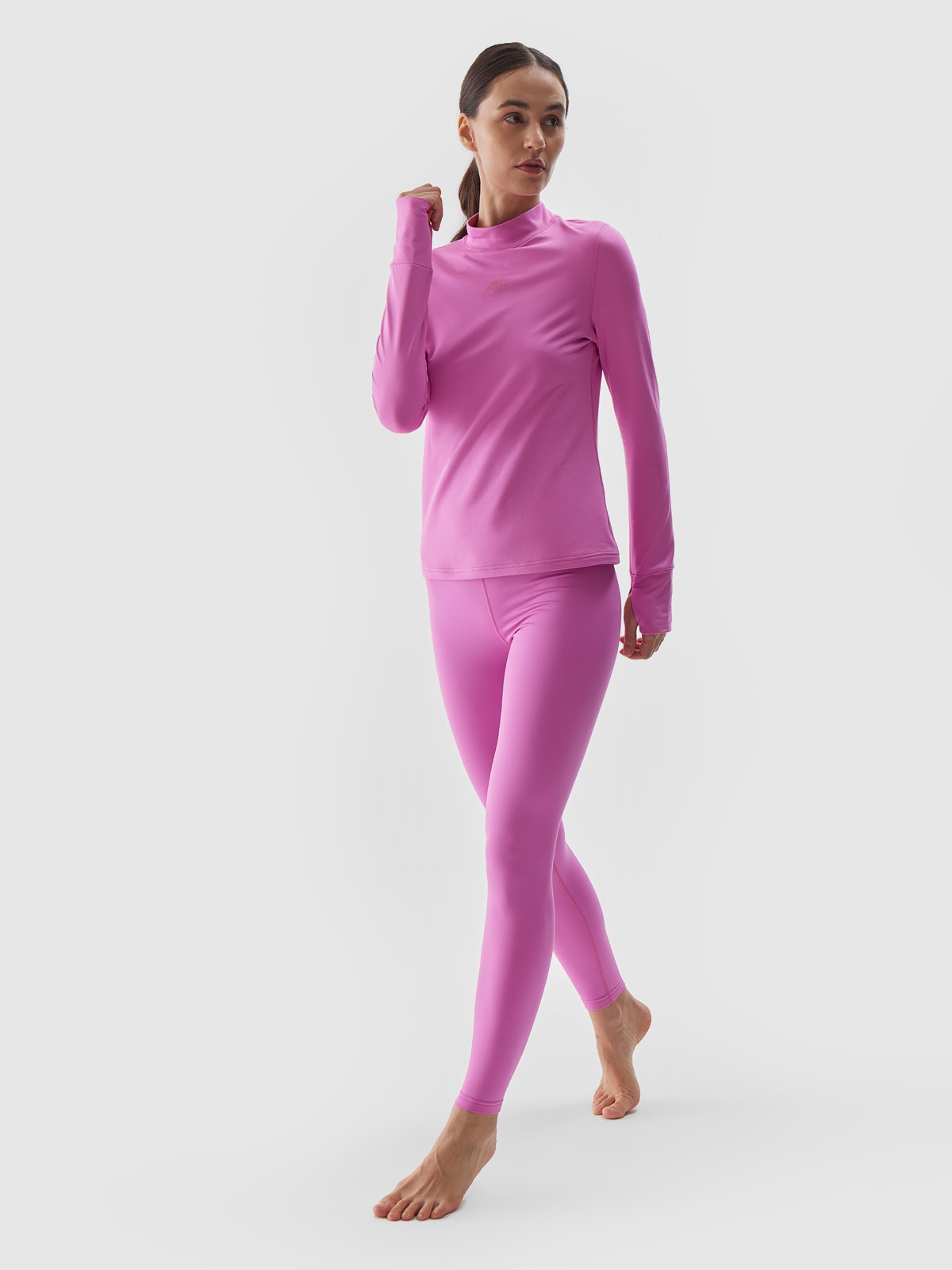 4F Bielizna termiczna drapana (dół) damska - różowa L