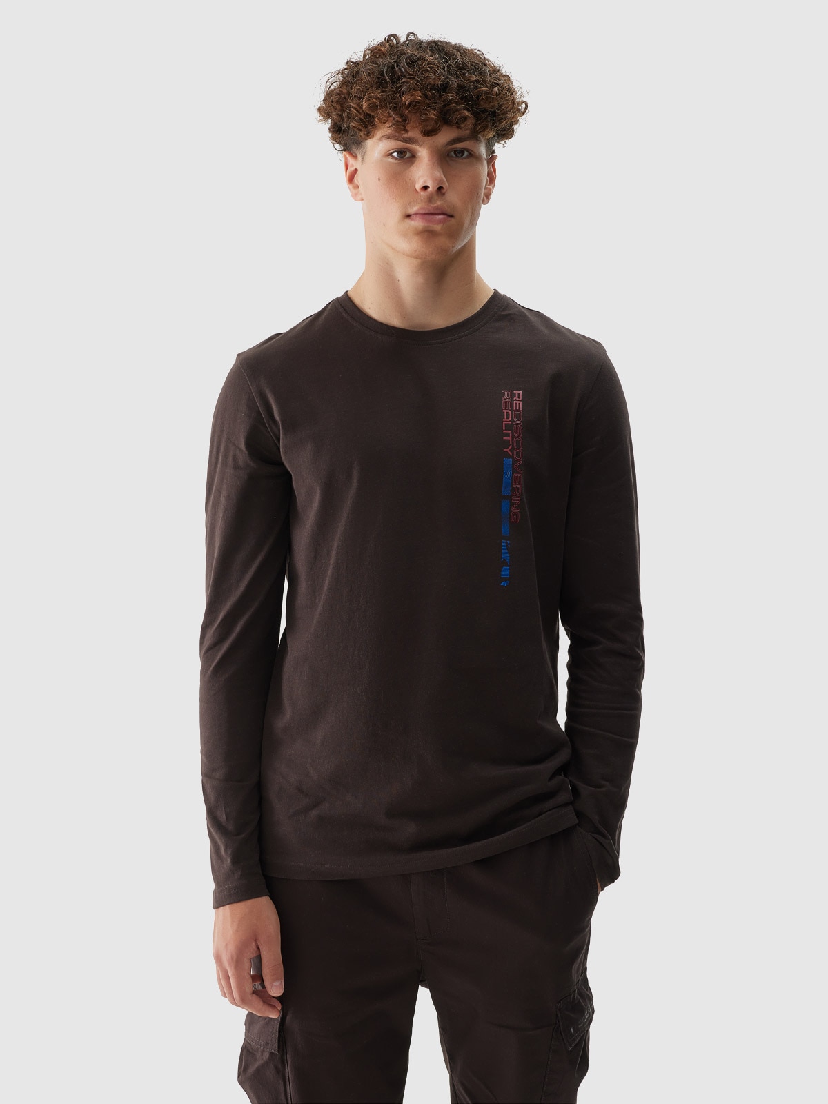 4F Longsleeve regular męski - brązowy M