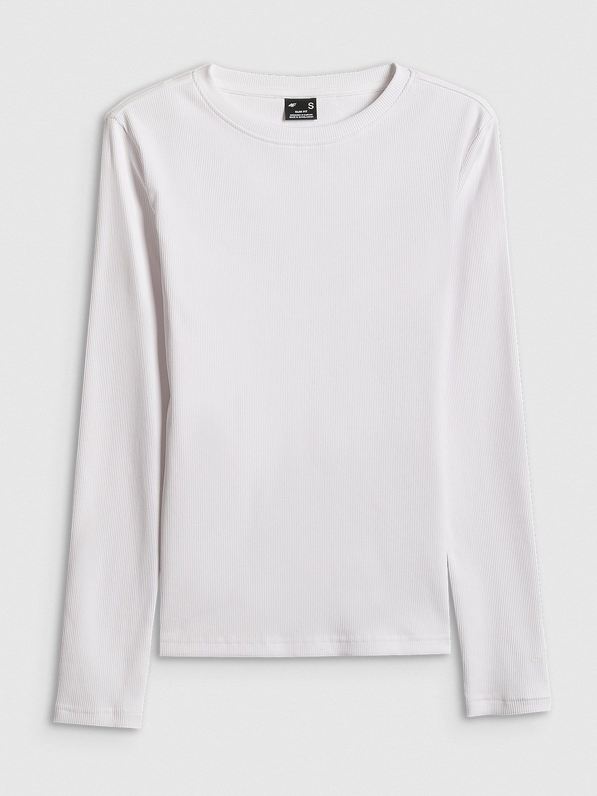 4F Longsleeve slim z prążkowanej dzianiny damski - biały S