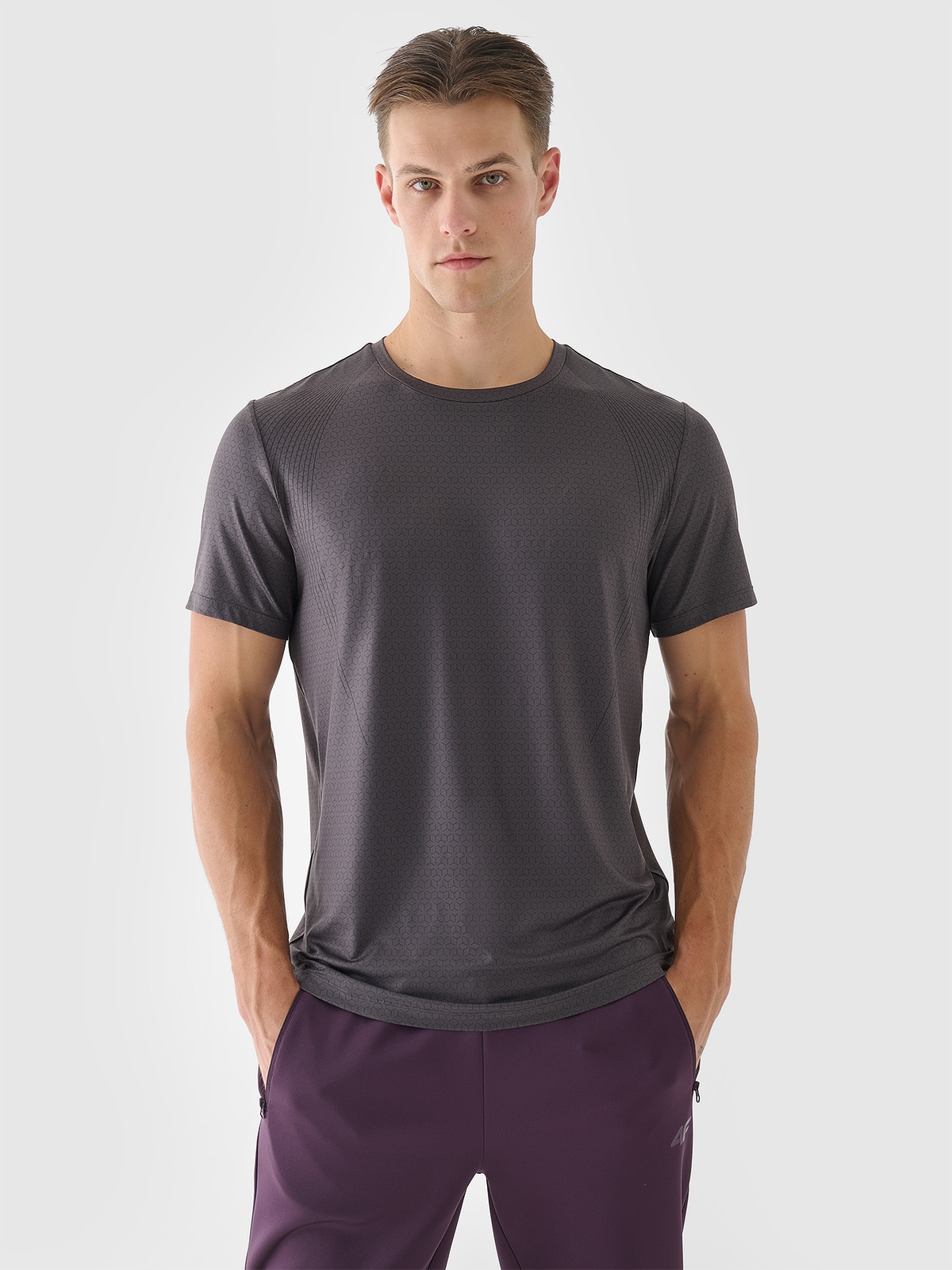 4F Koszulka treningowa regular szybkoschnąca męska - szara S