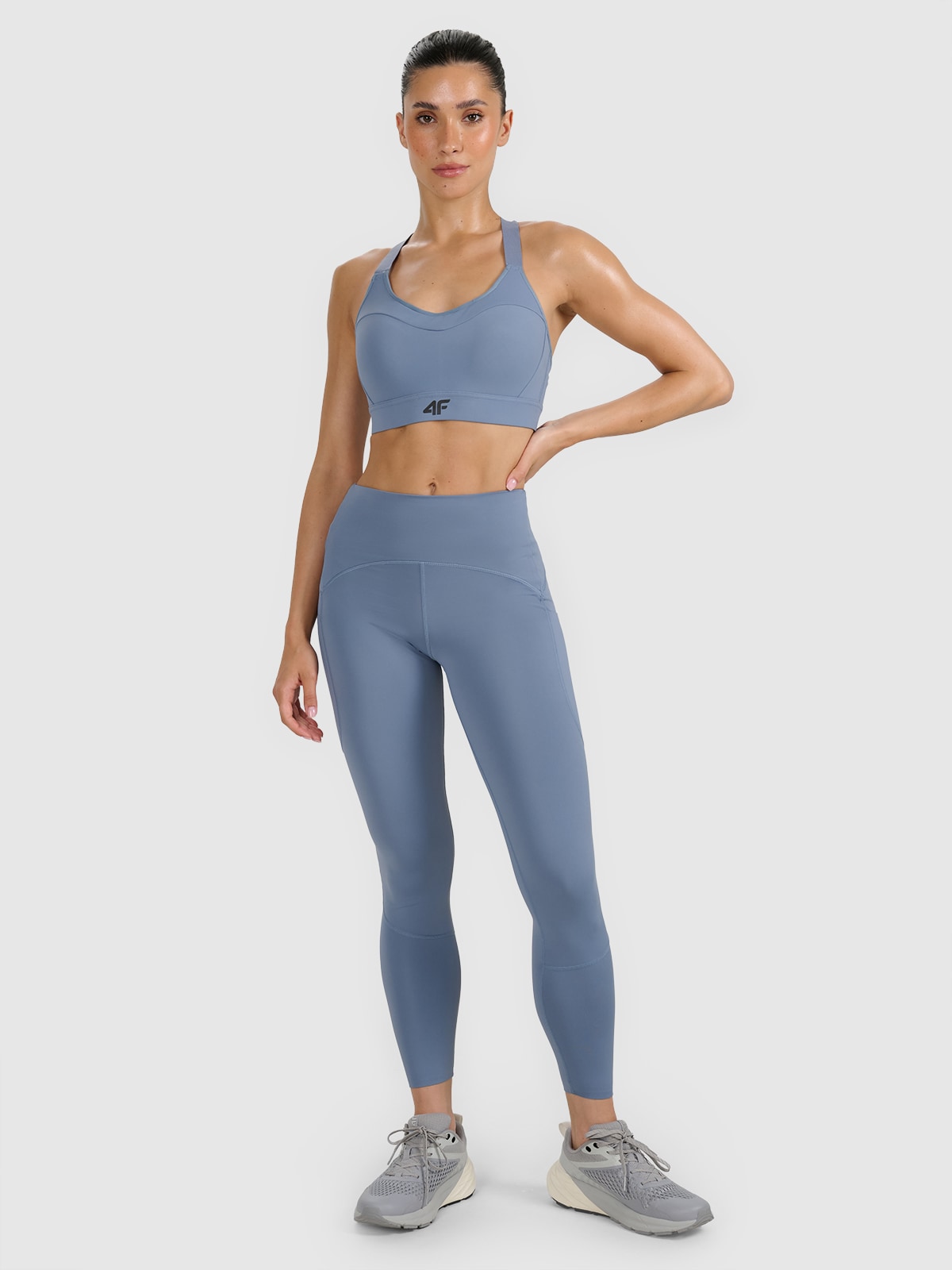 4F Legginsy treningowe szybkoschnące damskie - szare XS