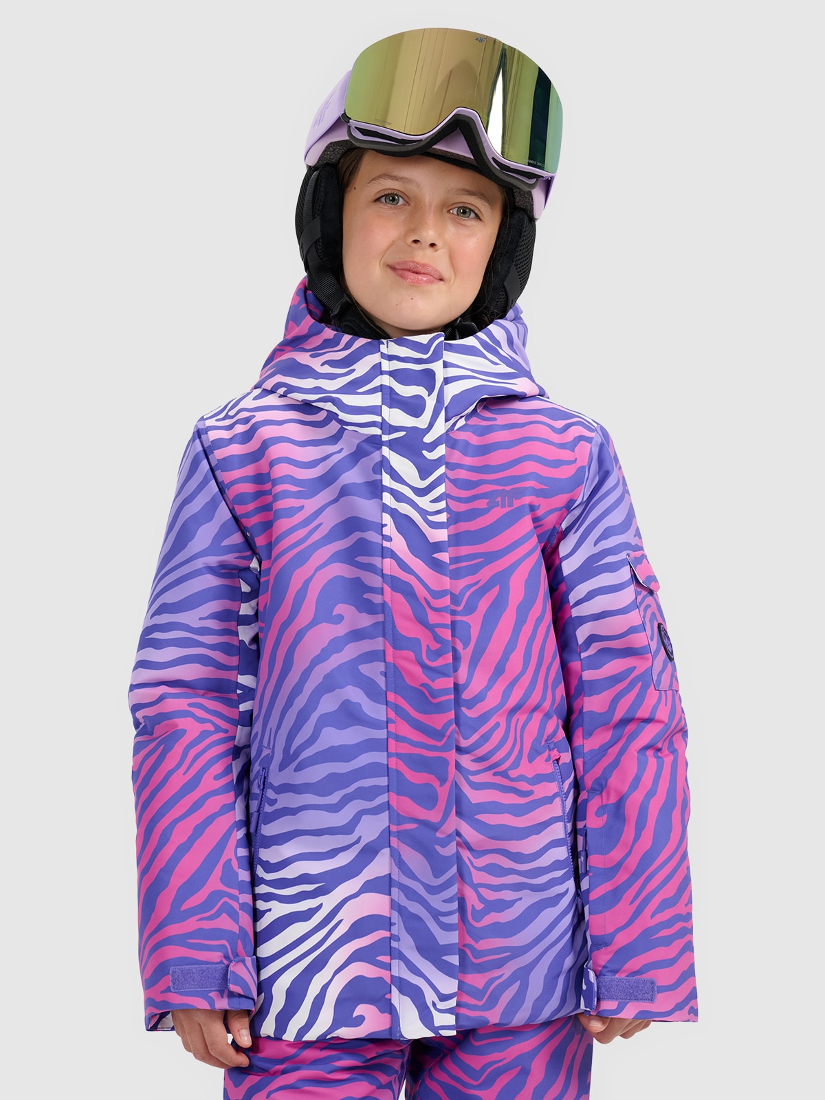4F Kurtka snowboardowa membrana 8000 dziewczęca - multikolor 134 (8-9 lat)