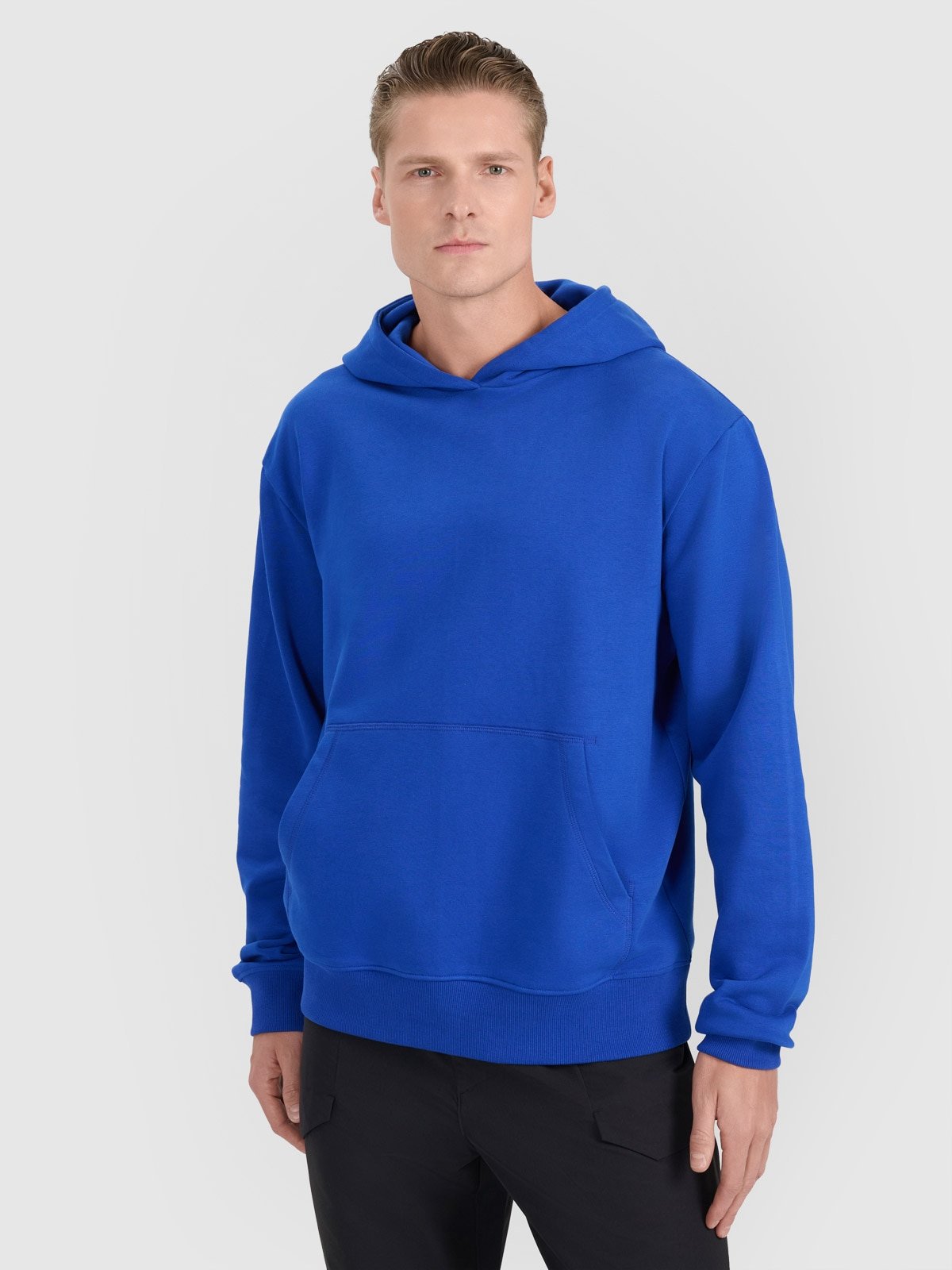 4F Bluza dresowa nierozpinana z kapturem męska - niebieska 3XL