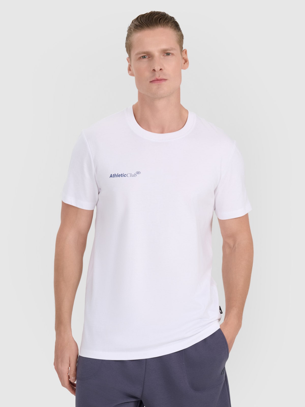 4F T-shirt regular z nadrukiem męski - biały L
