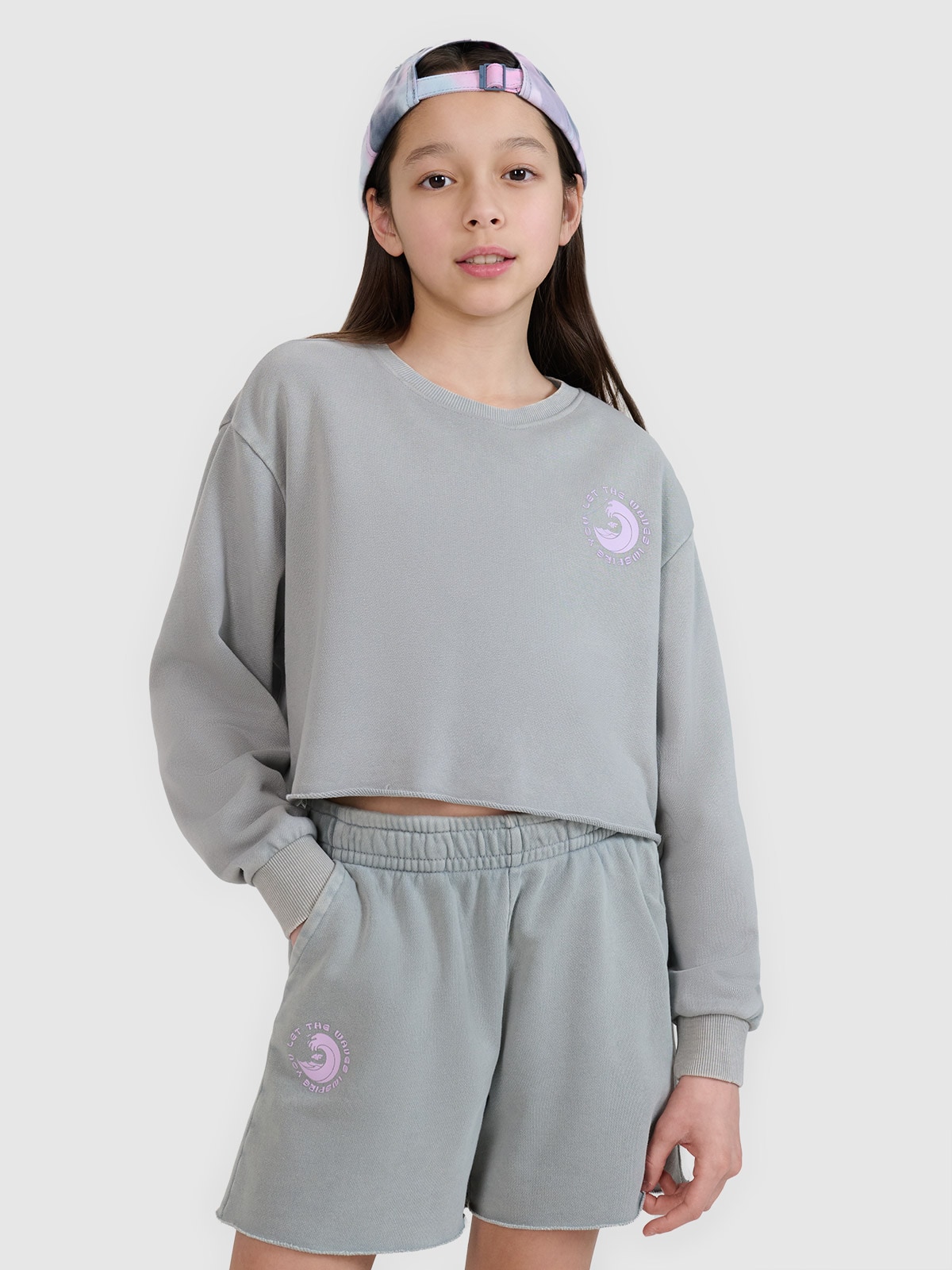 4F Bluza dresowa nierozpinana bez kaptura dziewczęca - szara 122 (6-7 lat)