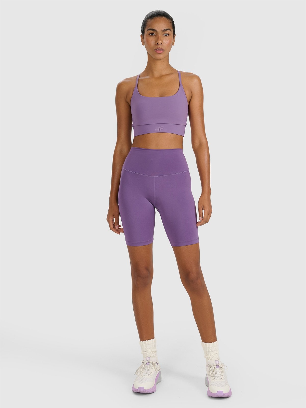 4F Legginsy kolarki treningowe damskie - fioletowe L