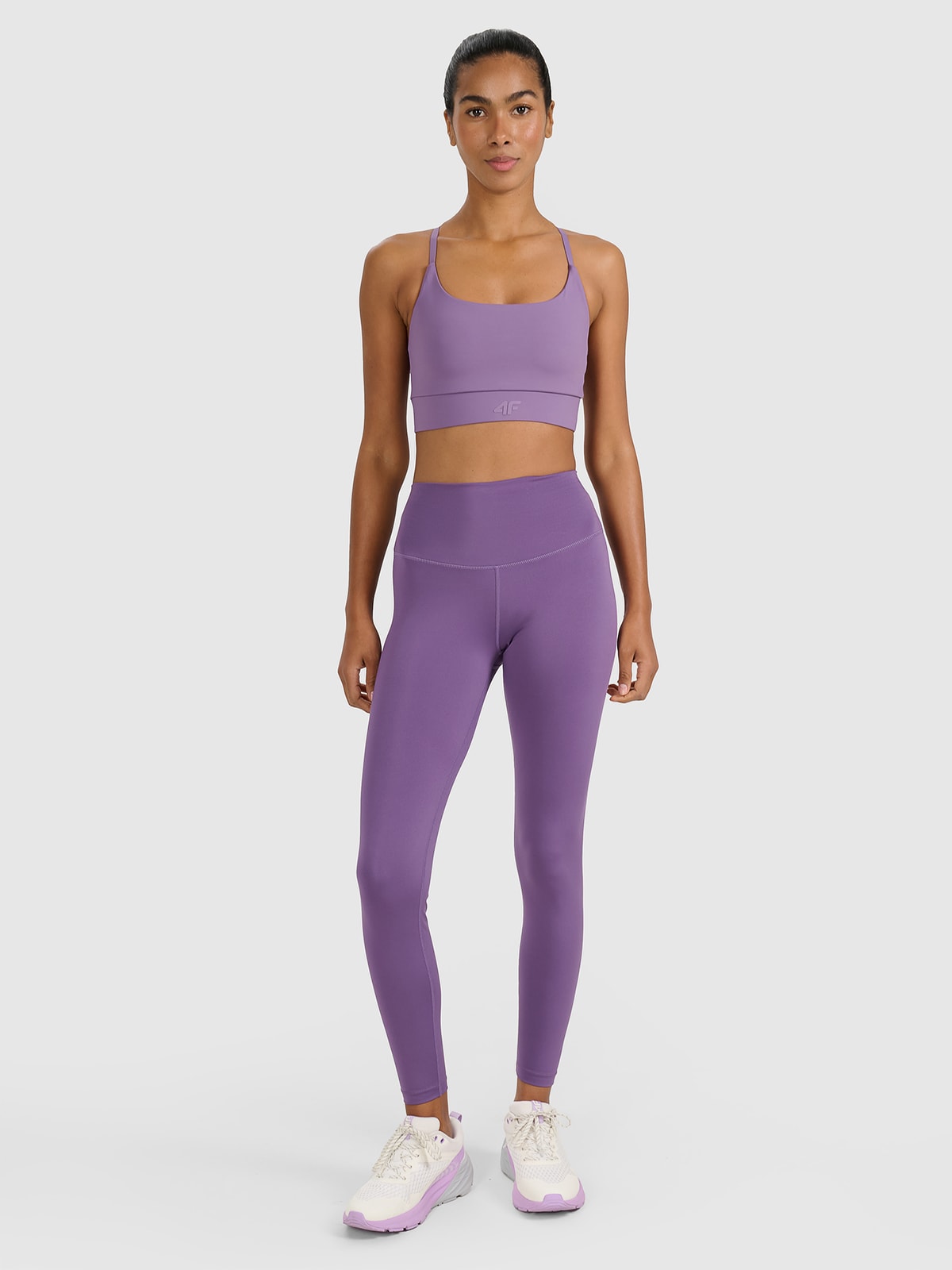 4F Legginsy treningowe szybkoschnące damskie - fioletowe XL