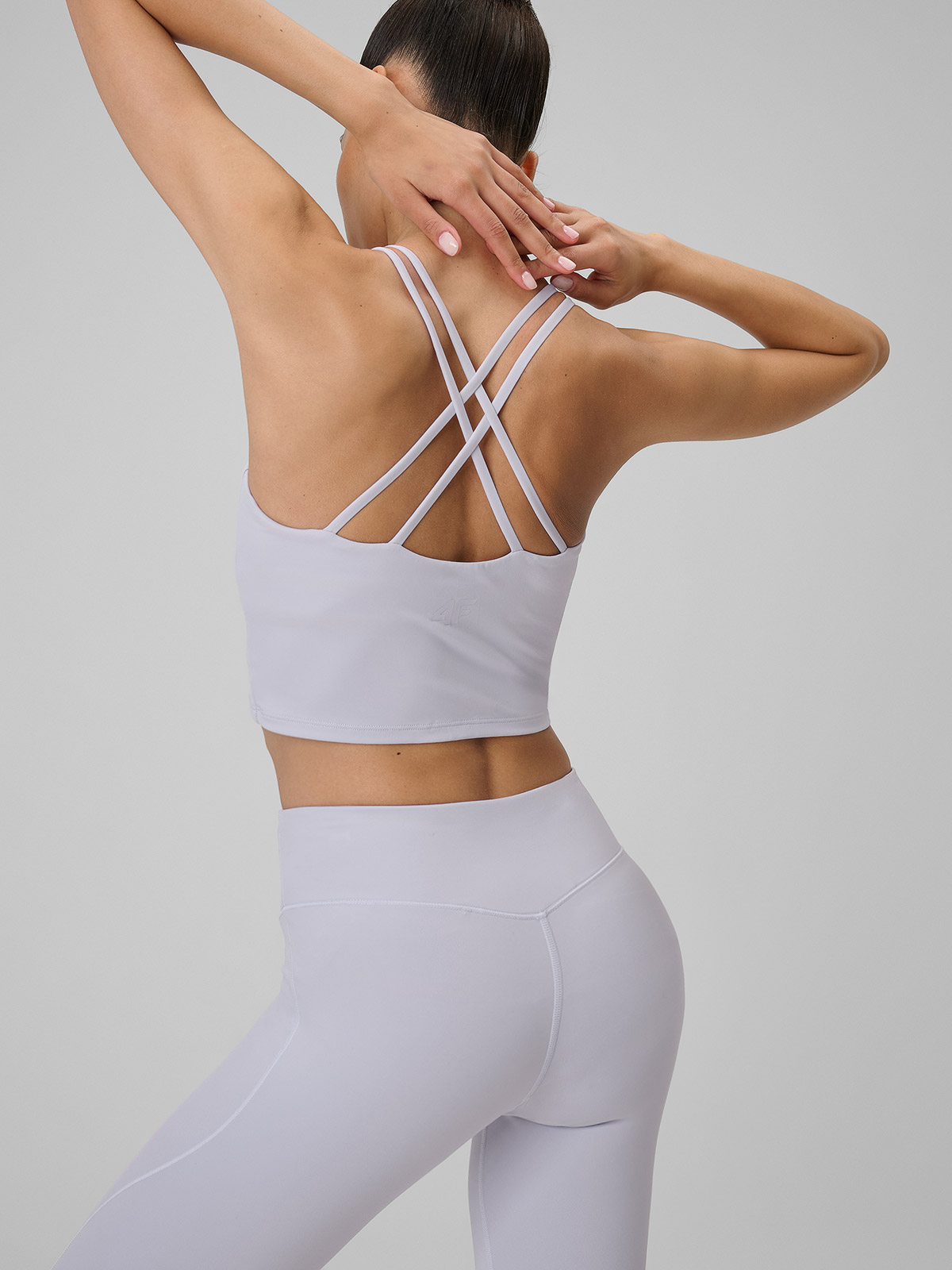 4F Crop-top do jogi szybkoschnący damski - fioletowy L