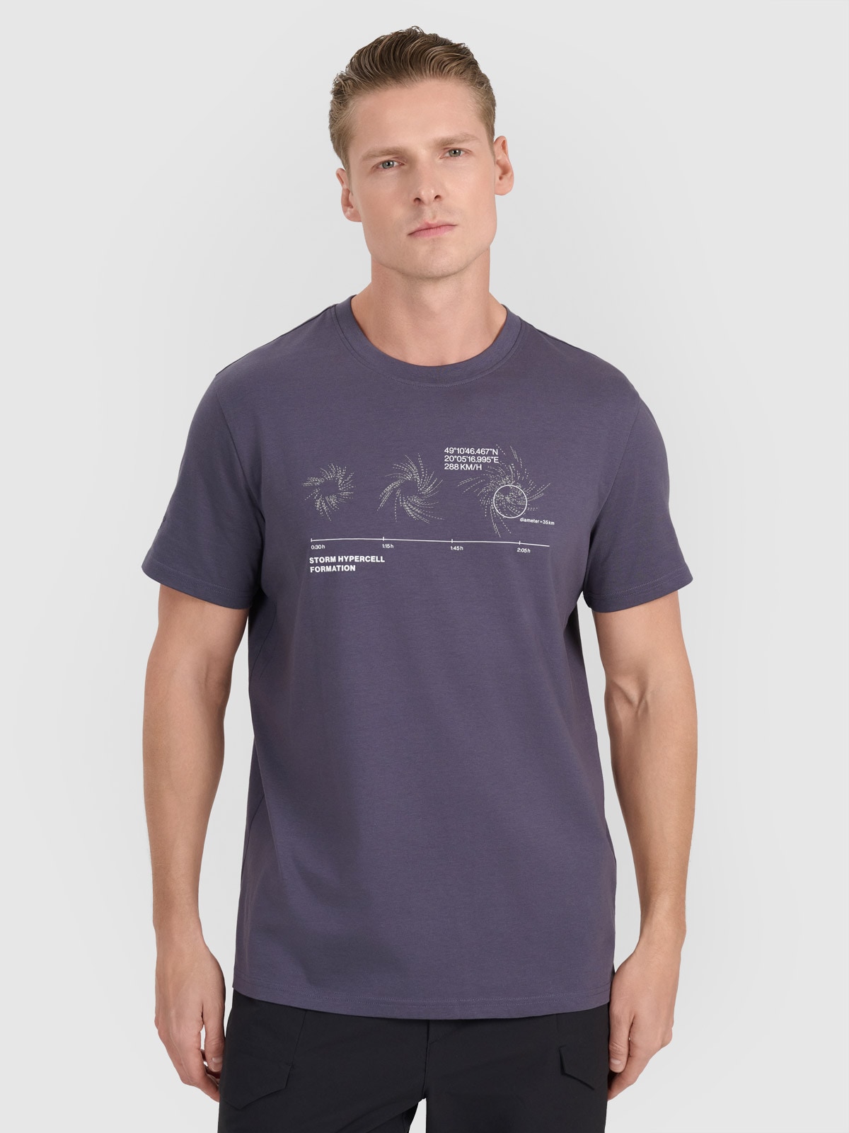 4F T-shirt regular z nadrukiem męski - szary S