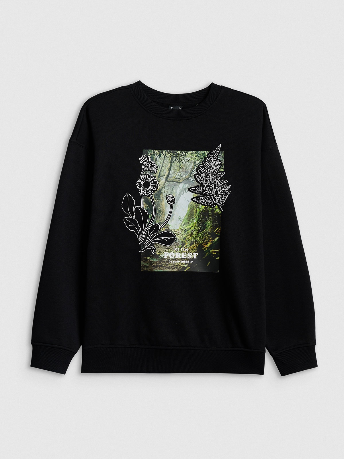 4F Bluza dresowa loose bez kaptura damska - czarna M