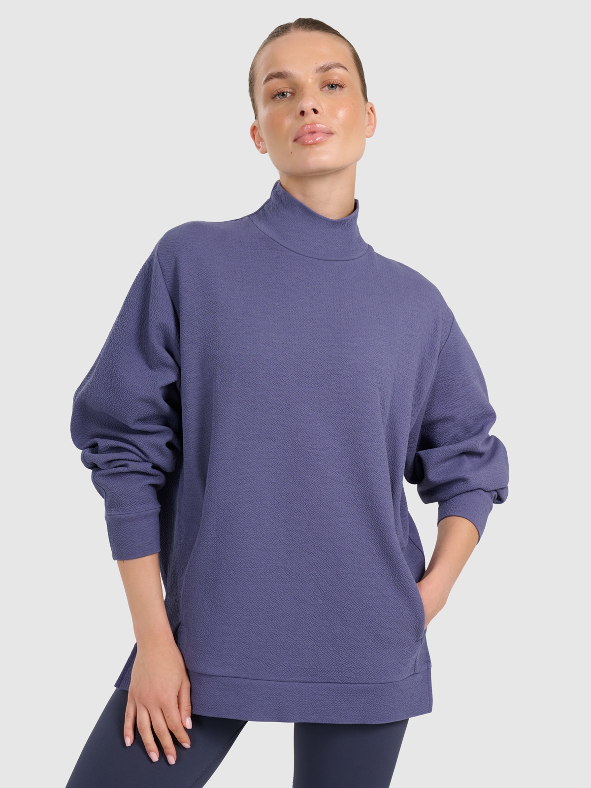 4F Bluza dresowa do jogi i pilatesu damska - granatowa L