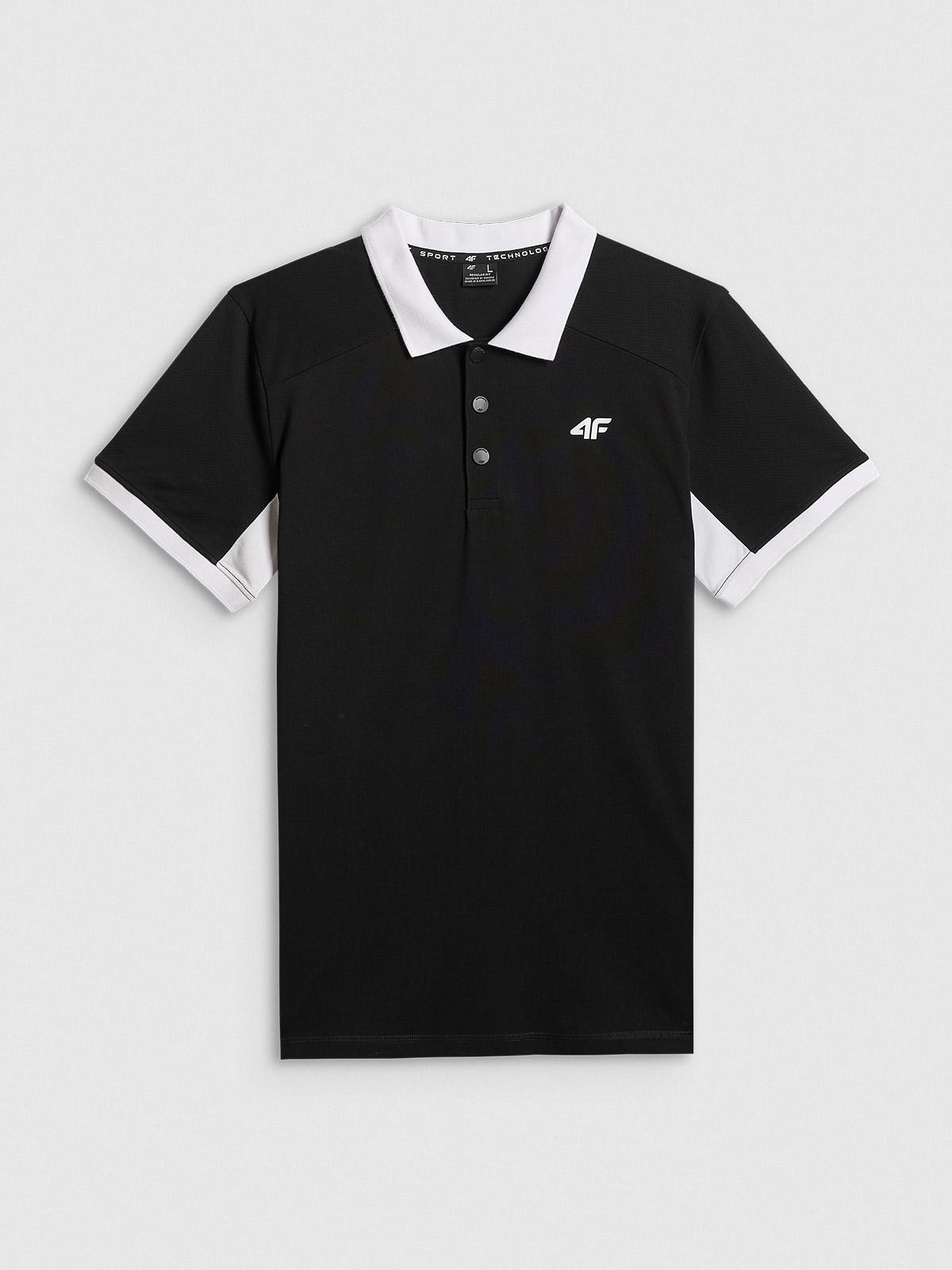 4F Koszulka polo regular męska - czarna S