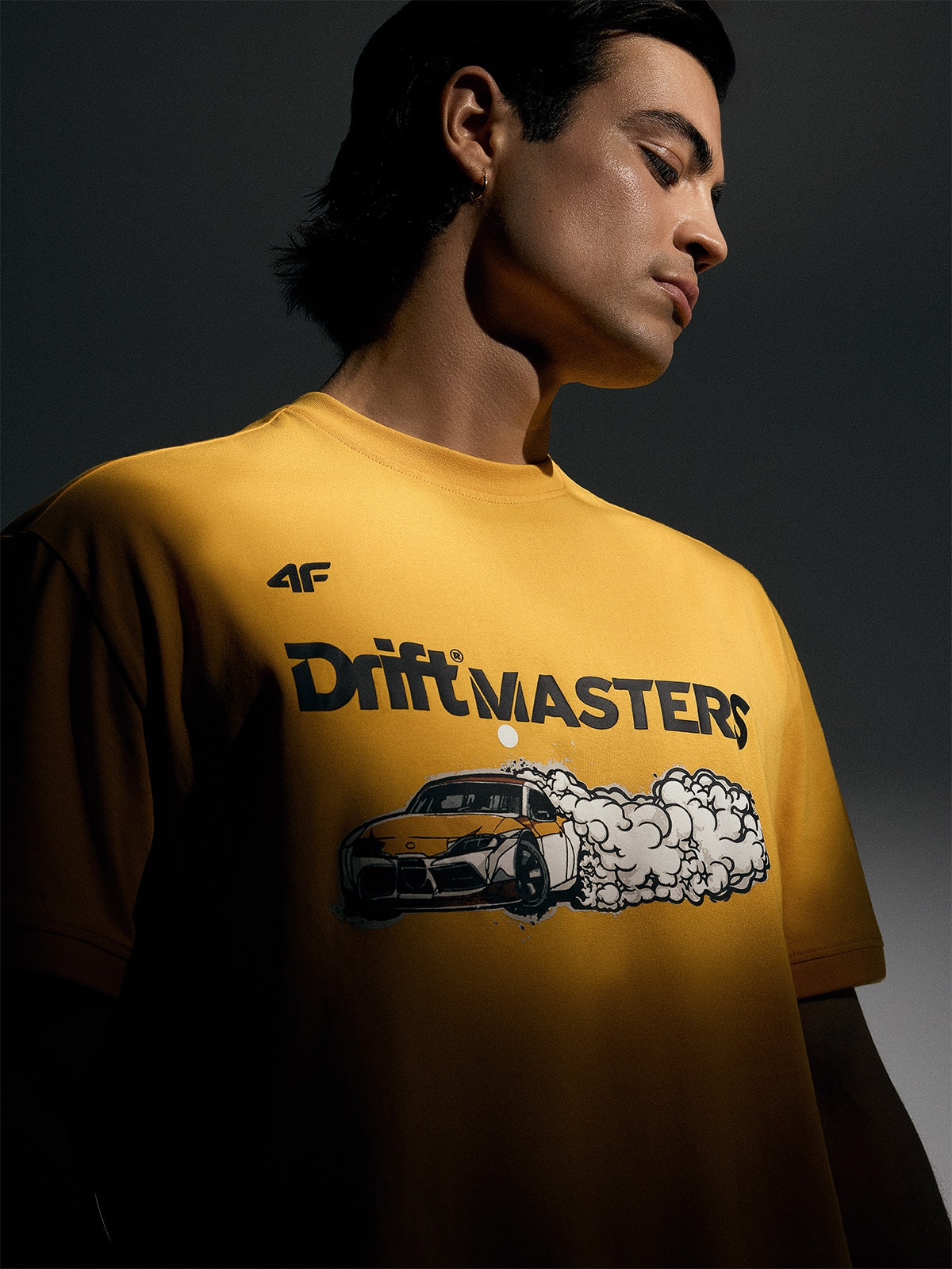 4F T-shirt regular z nadrukiem uniseks 4F x Drift Masters - żółty 3XL