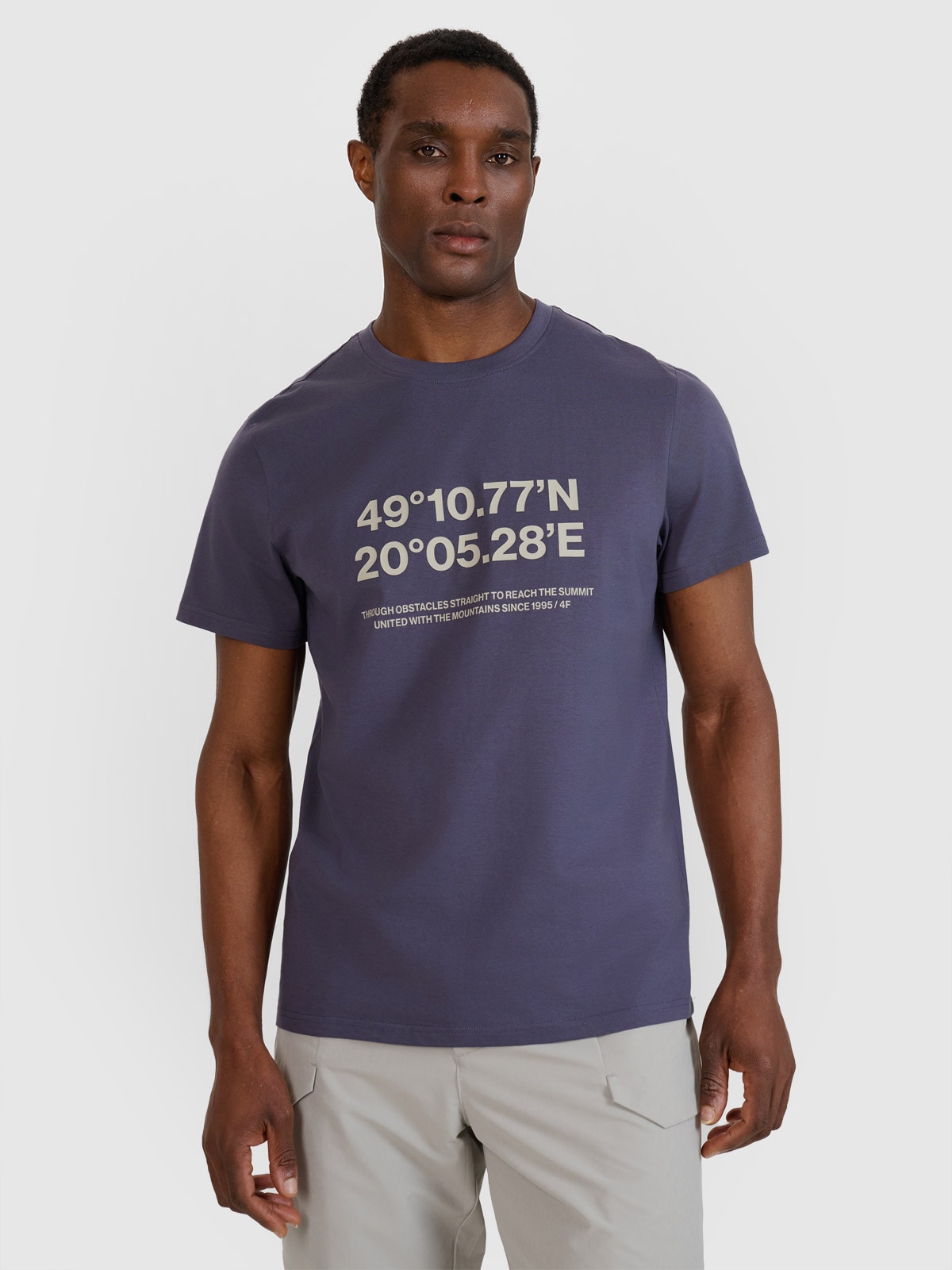 4F T-shirt regular z nadrukiem męski - szary M