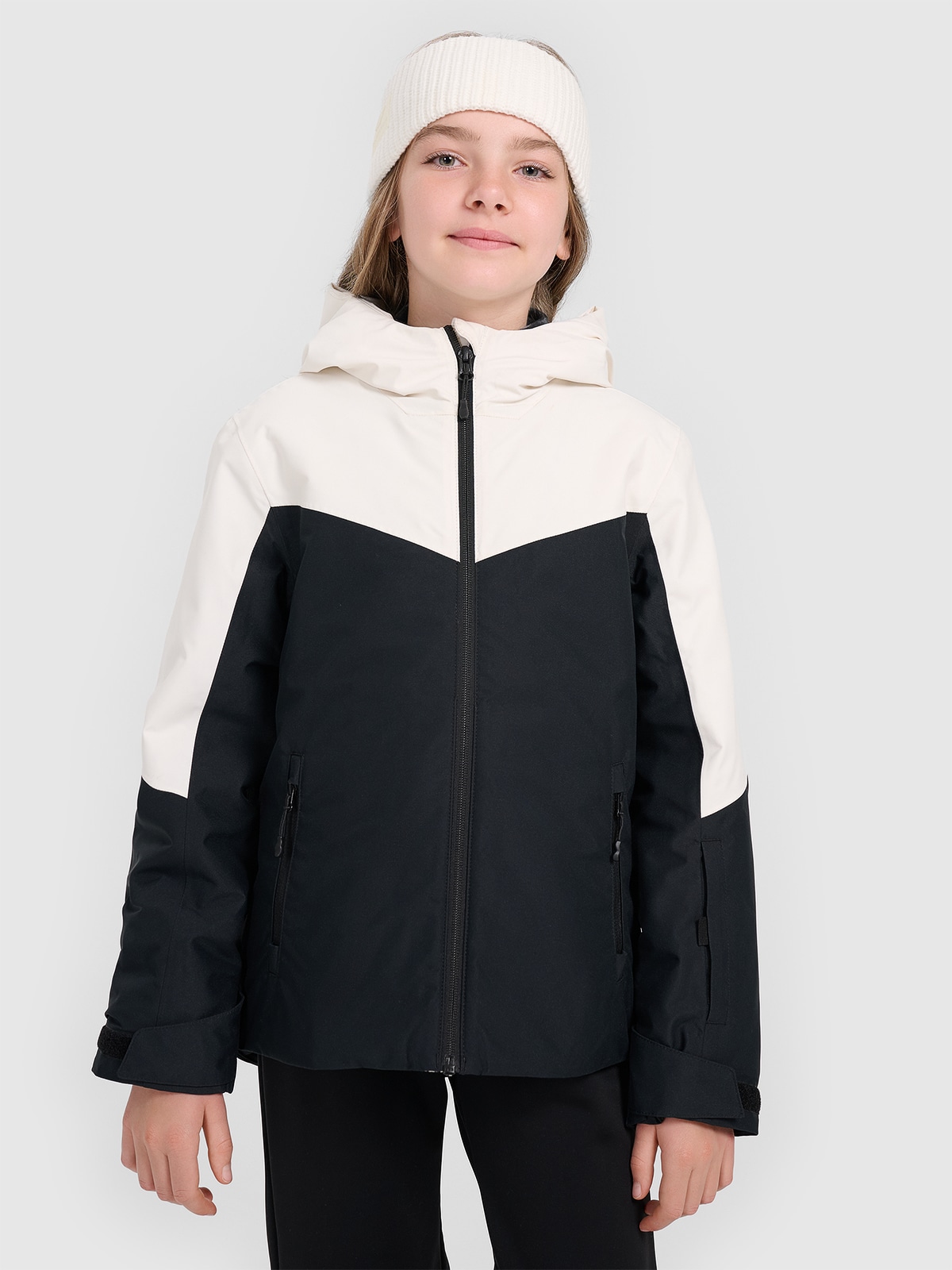 4F Kurtka narciarska membrana 5000 dziewczęca - czarna 152 (11-12 lat)