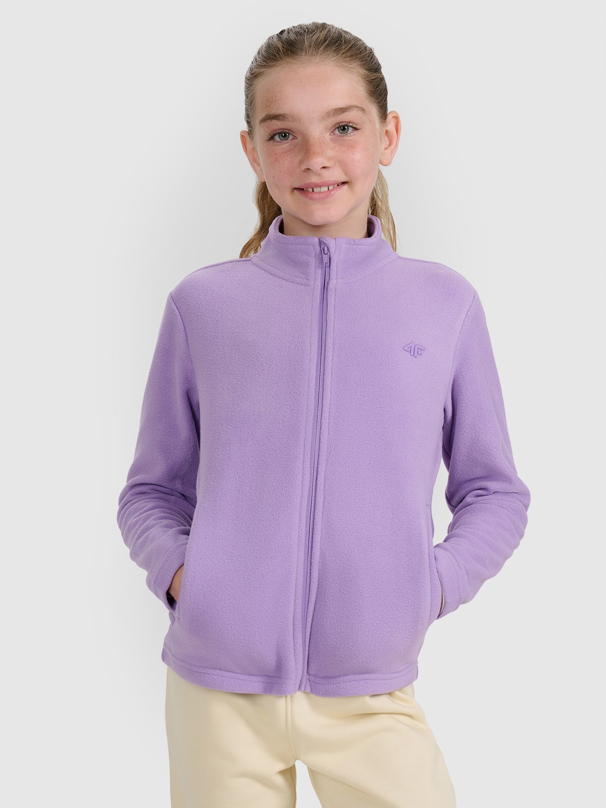 4F Polar ze stójką slim dziewczęcy - fioletowy 158 (12-13 lat)