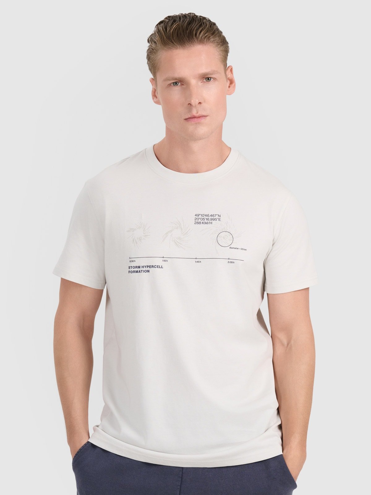 4F T-shirt regular z nadrukiem męski - szary XXL