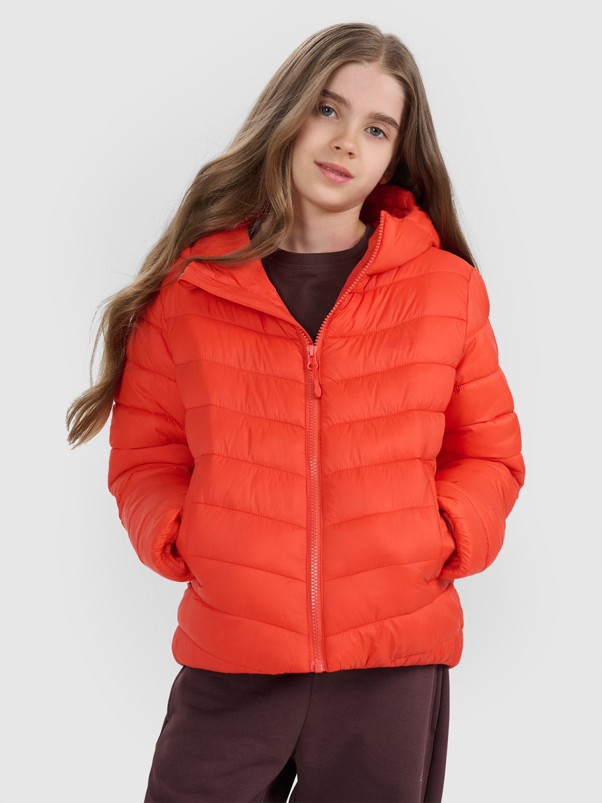 4F Kurtka puchowa z wypełnieniem syntetycznym chłopięca - czerwona 134 (8-9 lat)