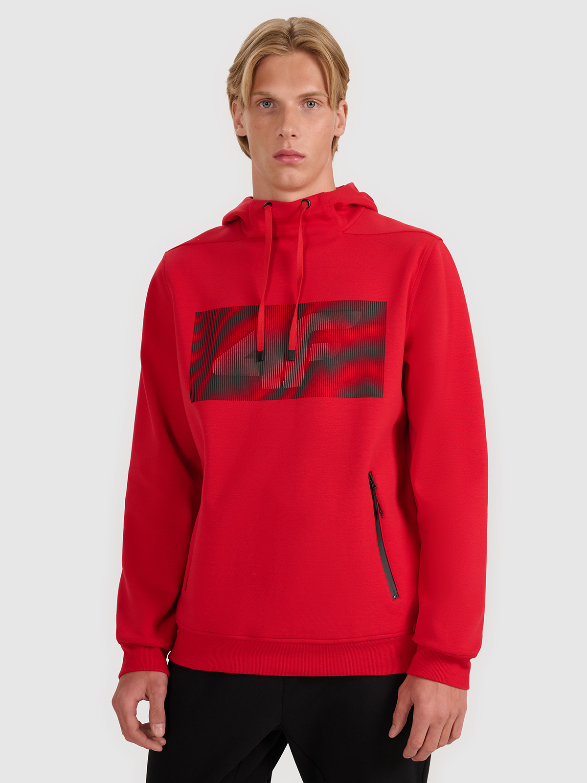 4F Bluza dresowa nierozpinana z kapturem męska - czerwona XL