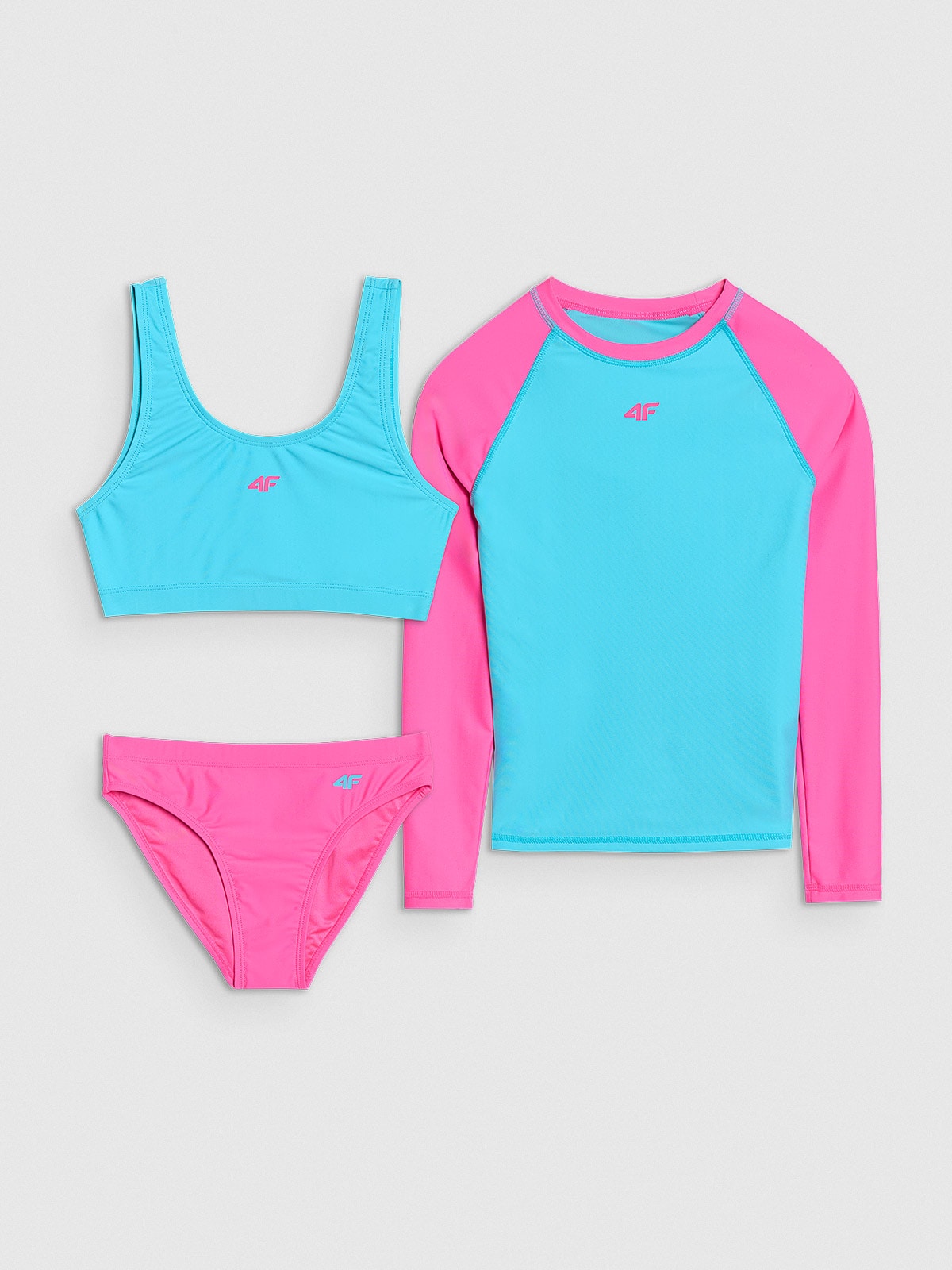 4F Kostium kąpielowy trzyczęściowy dziewczęcy - turkusowy 158/164 (12-14 lat)