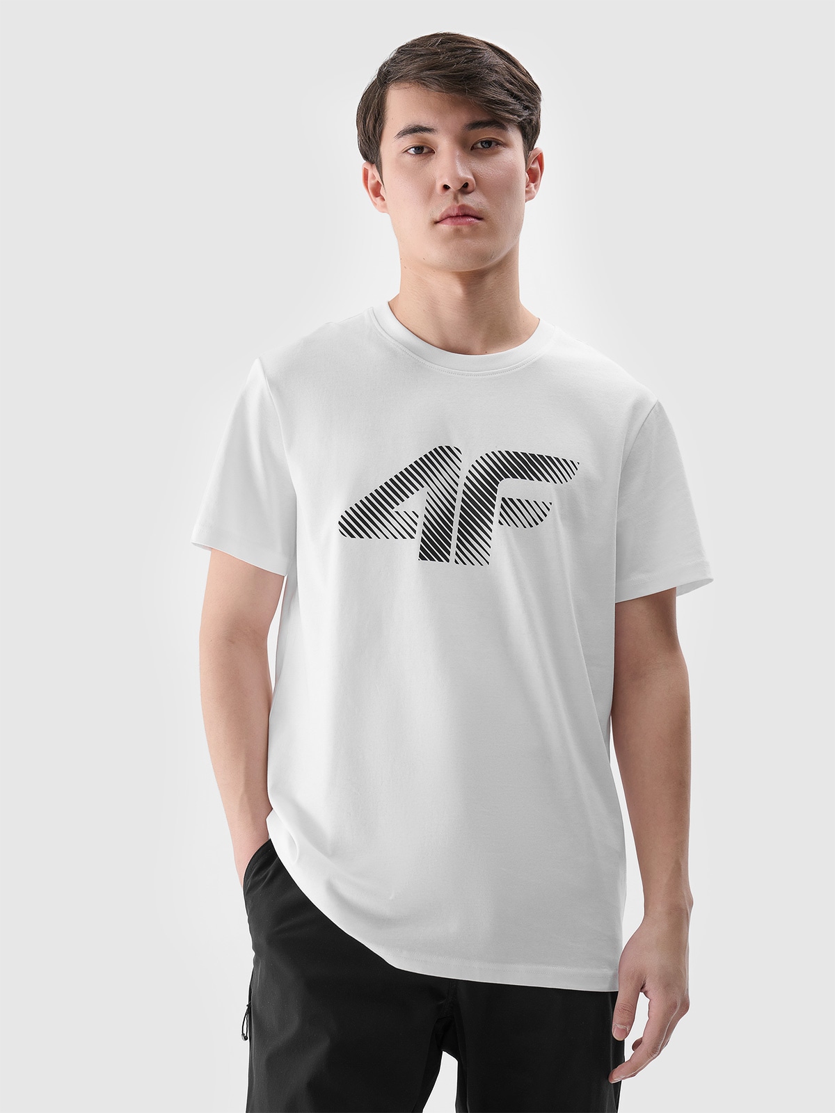 4F T-shirt regular z nadrukiem męski - biały XXL