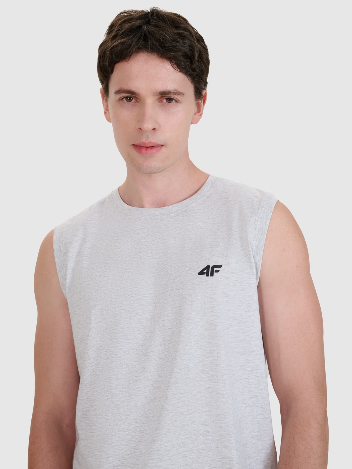 4F Tank top regular gładki męski - szary S