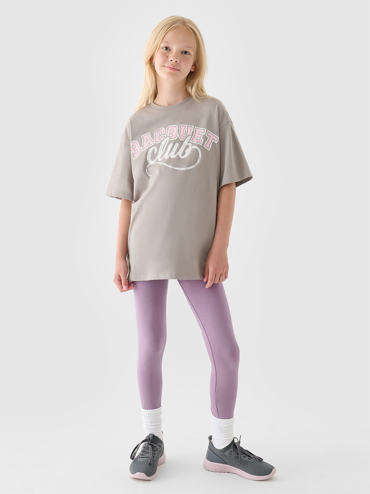 4F Legginsy dzianinowe dziewczęce - fioletowe 140 (9-10 lat)