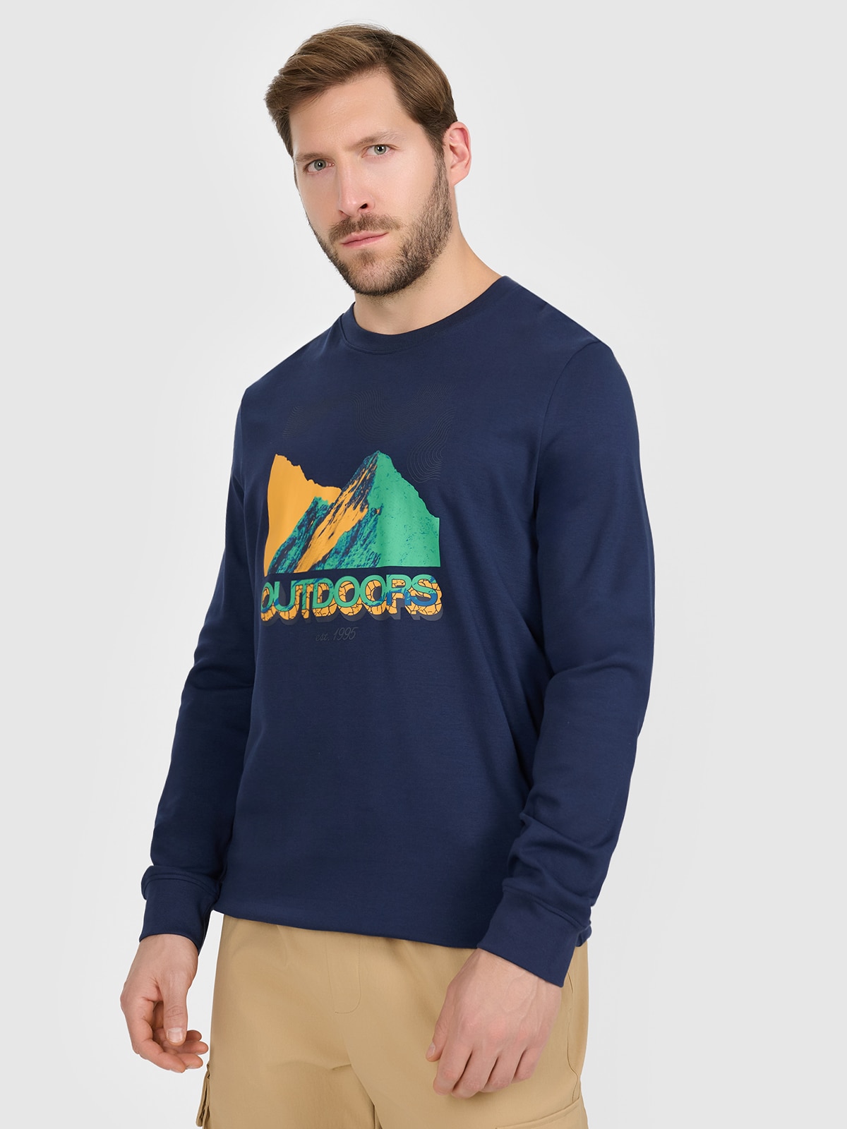 4F Longlseeve z nadrukiem męski - granatowy XL