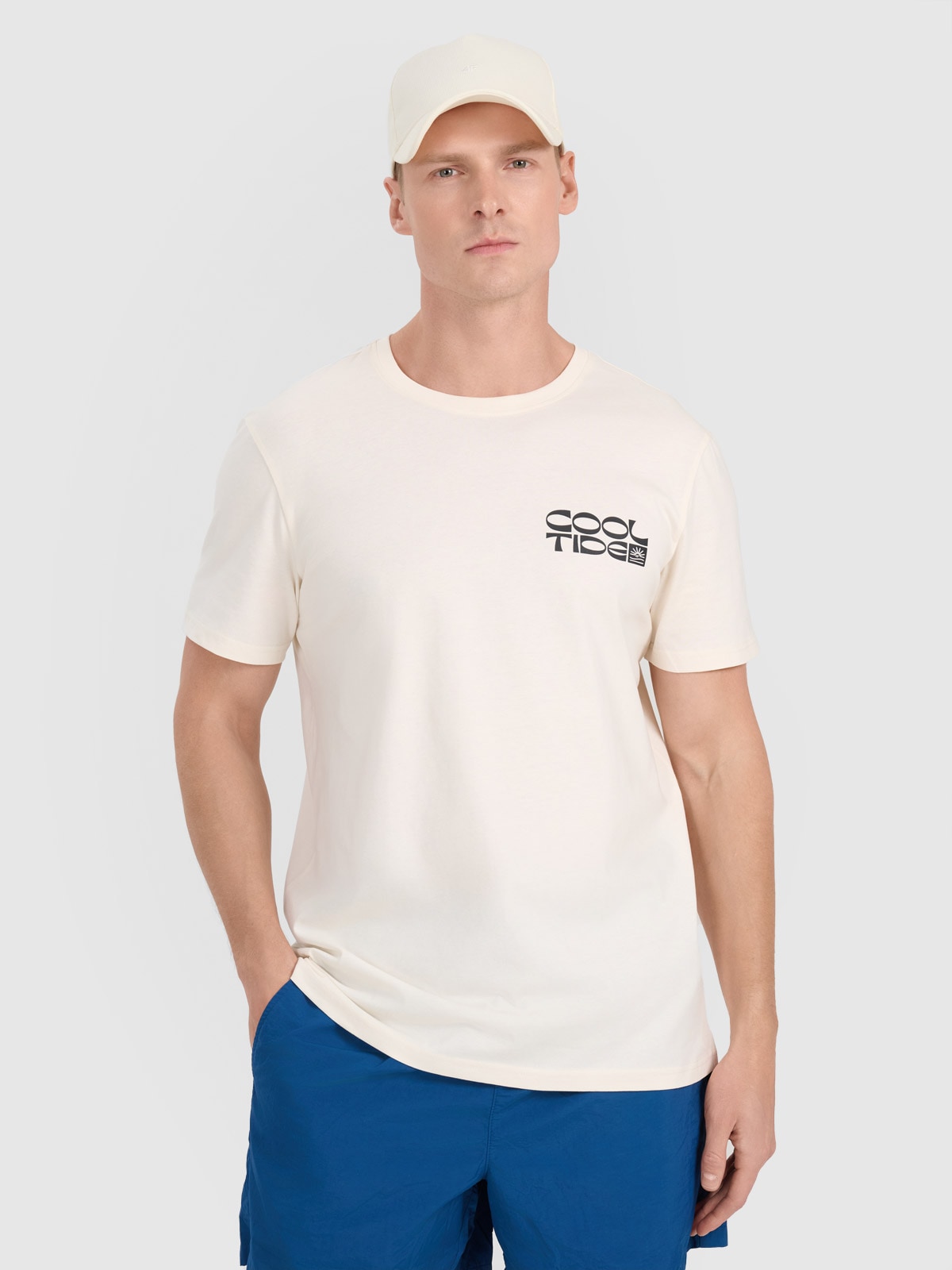 4F T-shirt regular z nadrukiem męski - biały XXL