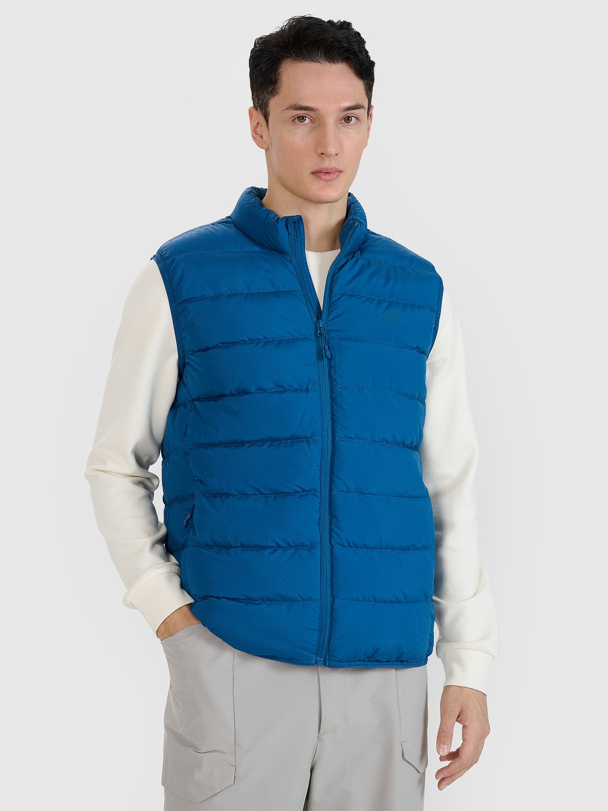 4F Bezrękawnik puchowy z wypełnieniem naturalnym męski - niebieski 3XL