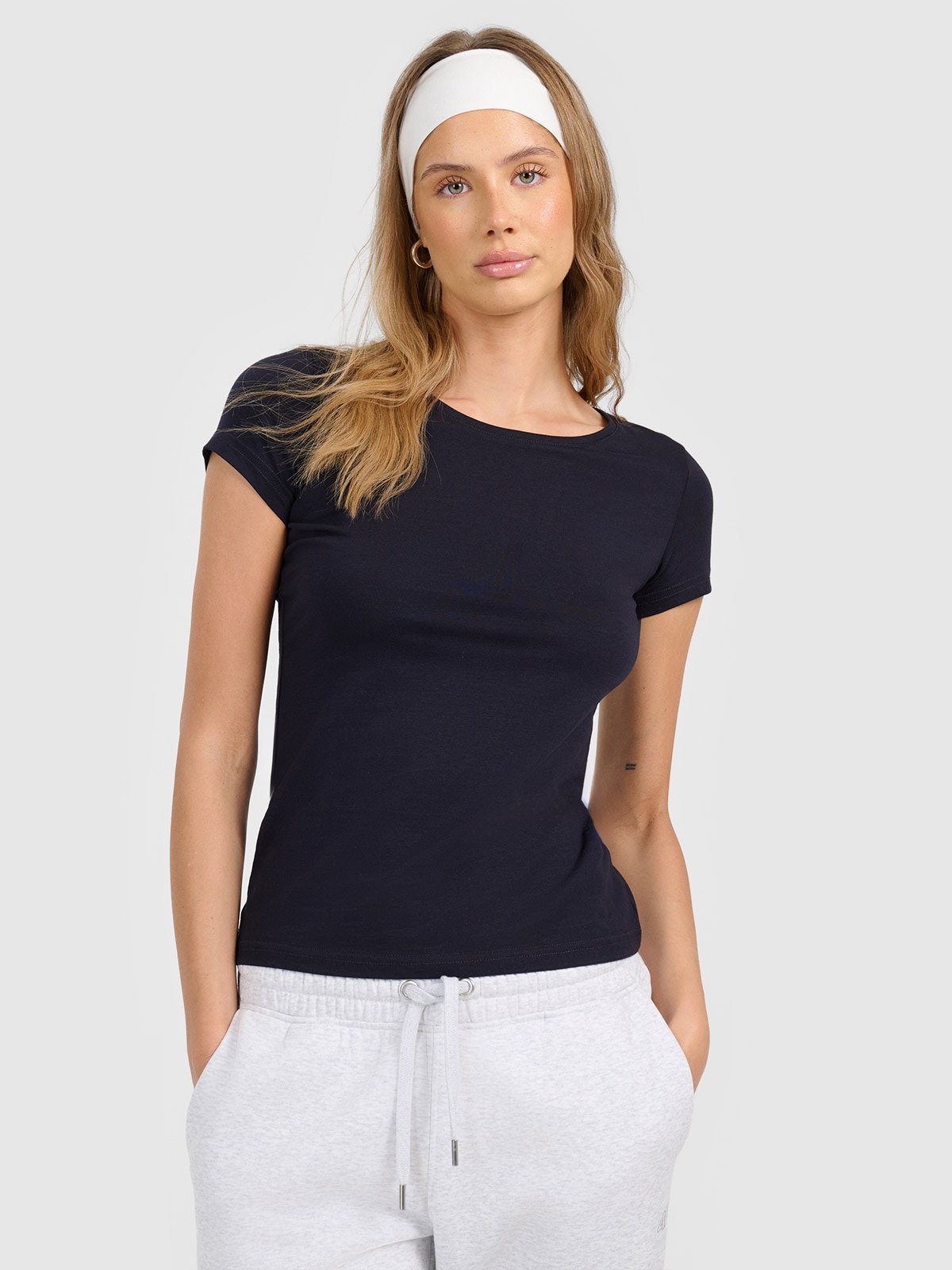 4F T-shirt regular gładki damski M