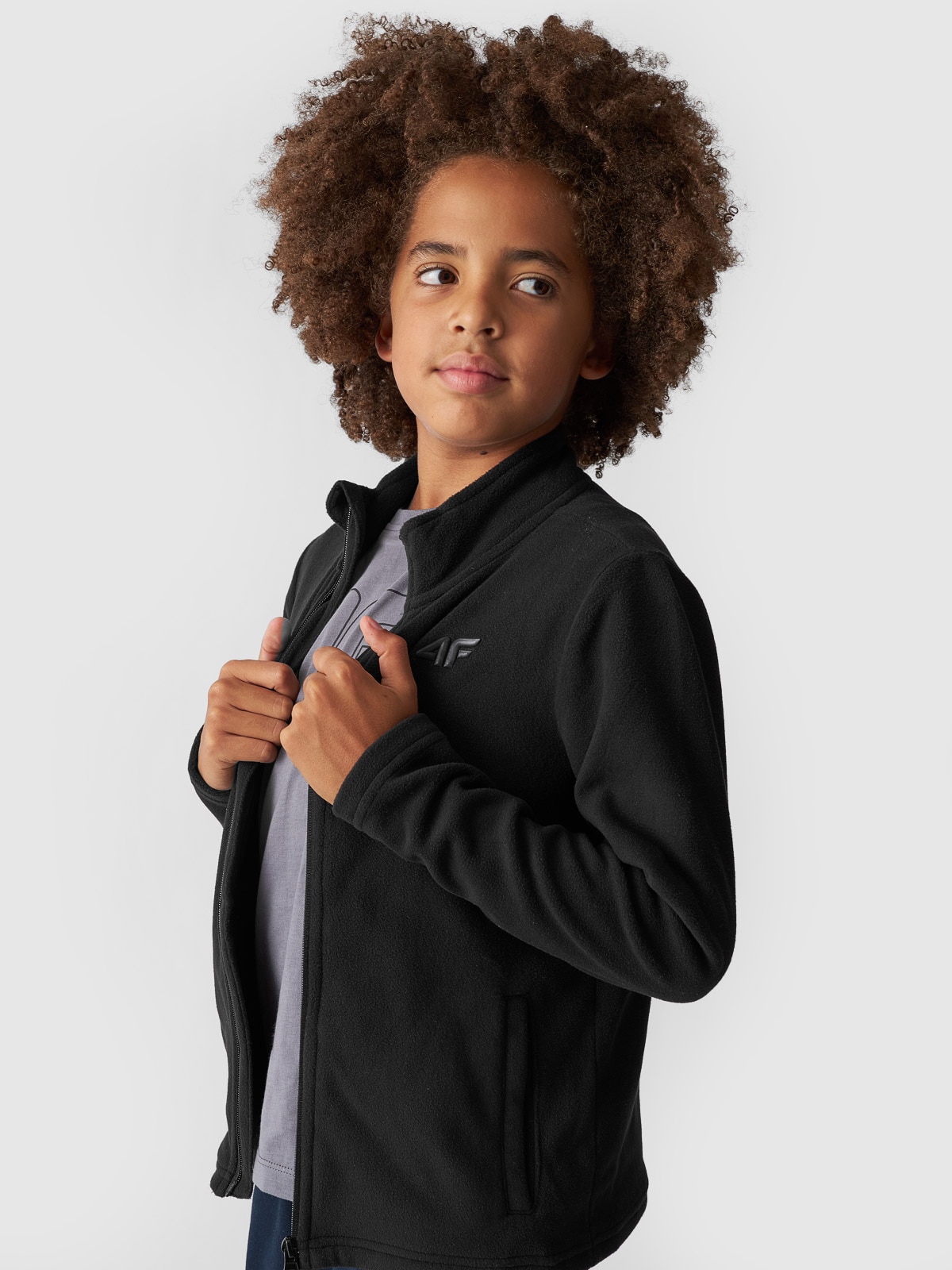 4F Polar regular ze stójką chłopięcy - czarny 158 (12-13 lat)