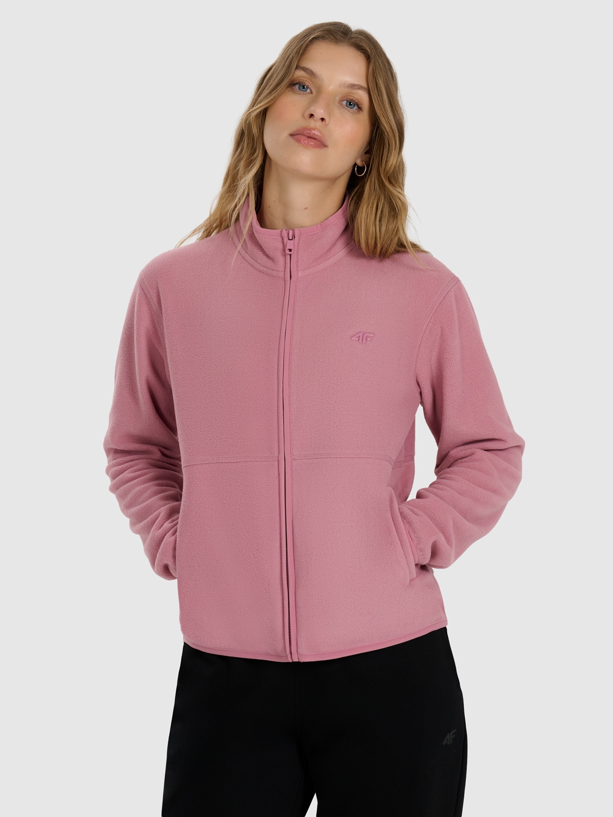 4F Polar ze stójką regular damski - różowy S