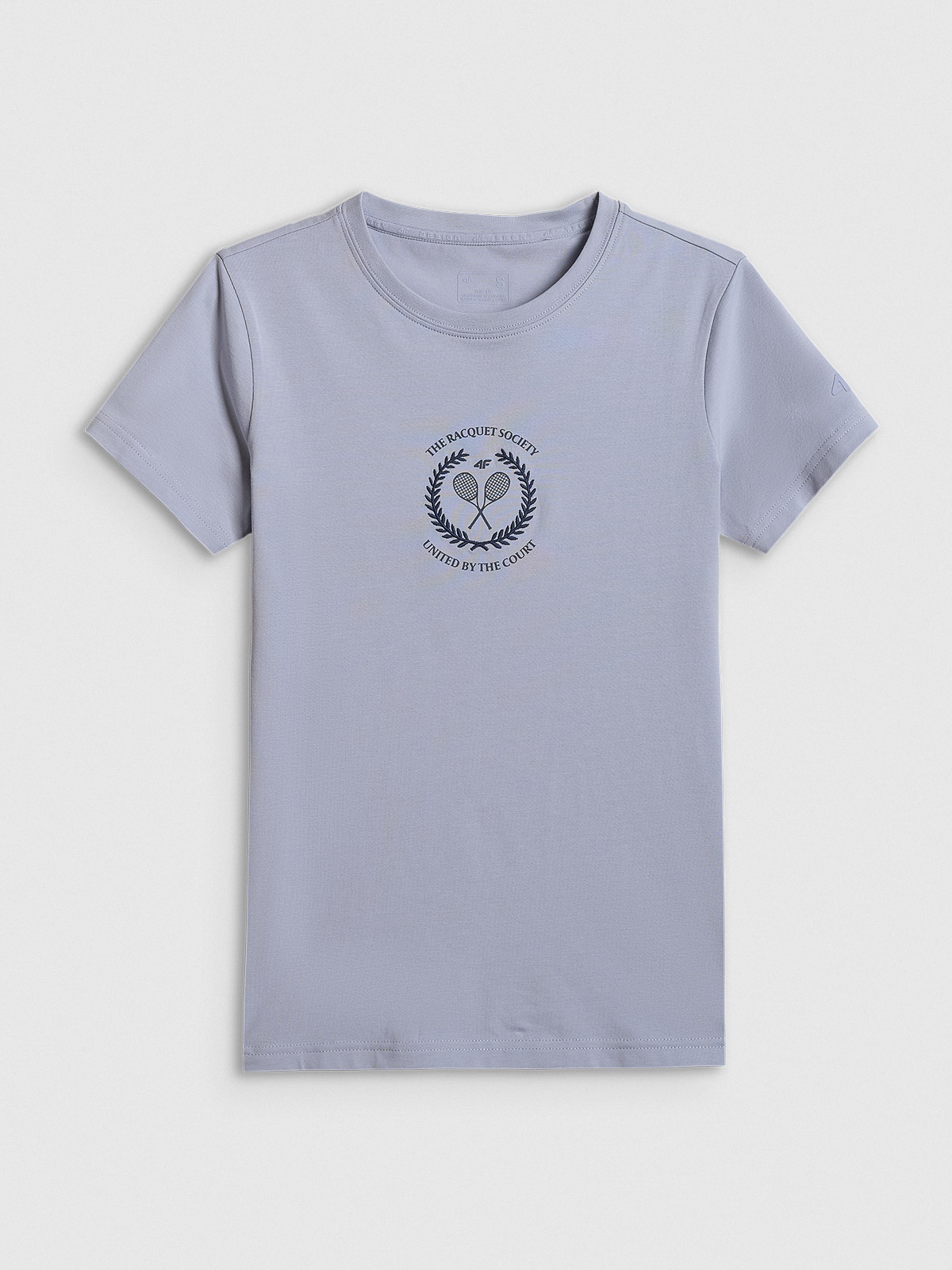 4F T-shirt slim z nadrukiem damski - niebieski XL