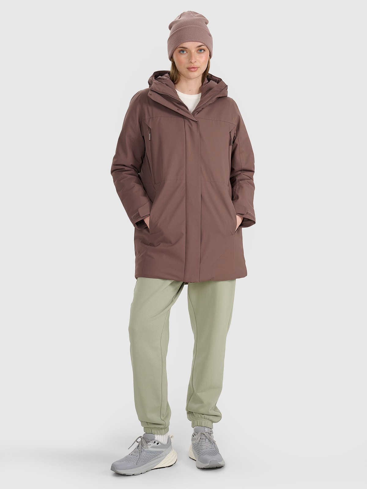4F Płaszcz przejściowy membrana 8000 damski - brązowy M