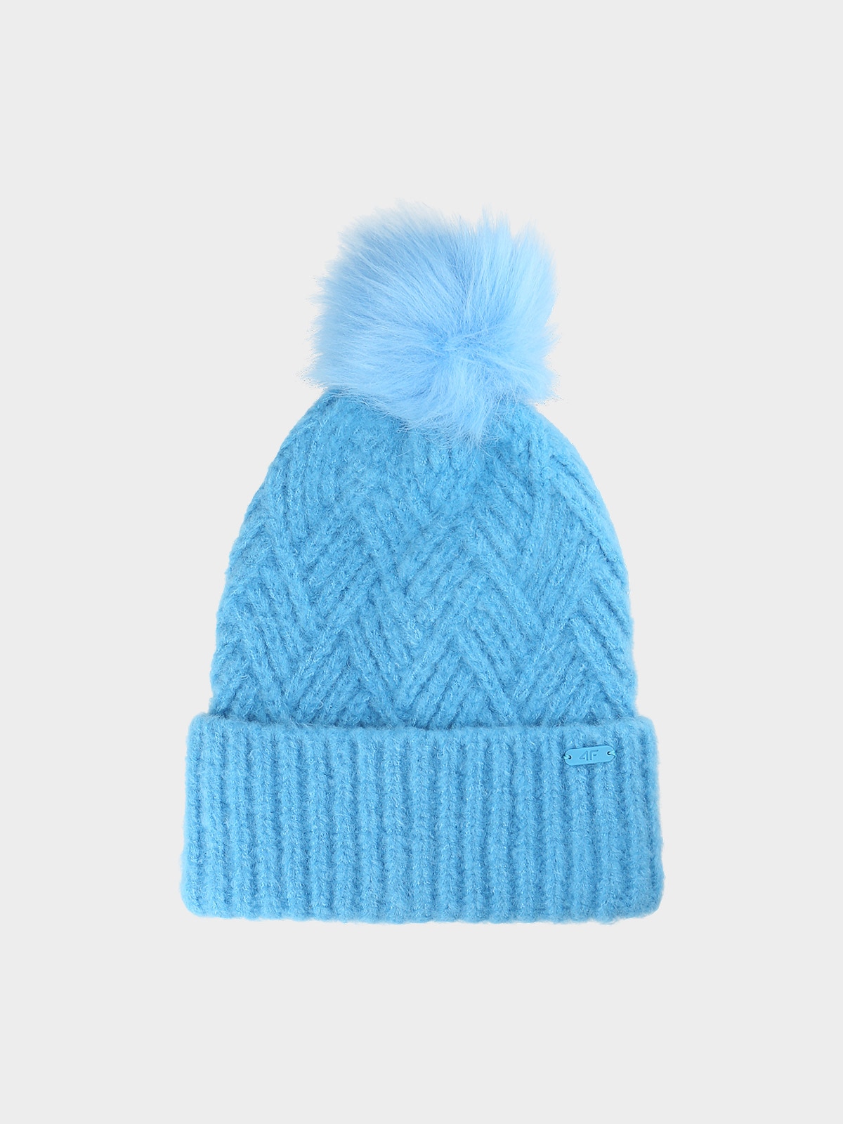 4F Czapka zimowa z pomponem dziewczęca - niebieska Uniwersalny